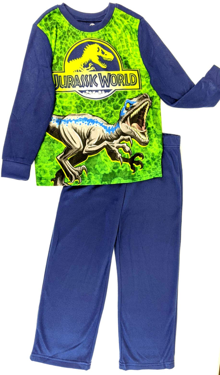AME Jurassic World Blue The Velociraptor Soft Flannel 2-Piece Pajama Set for Kids - Cozy Dinosaur Themed Sleepwear for Boys & Girls - Perfect for Movie Nights, Sleepovers & Birthday Gifts