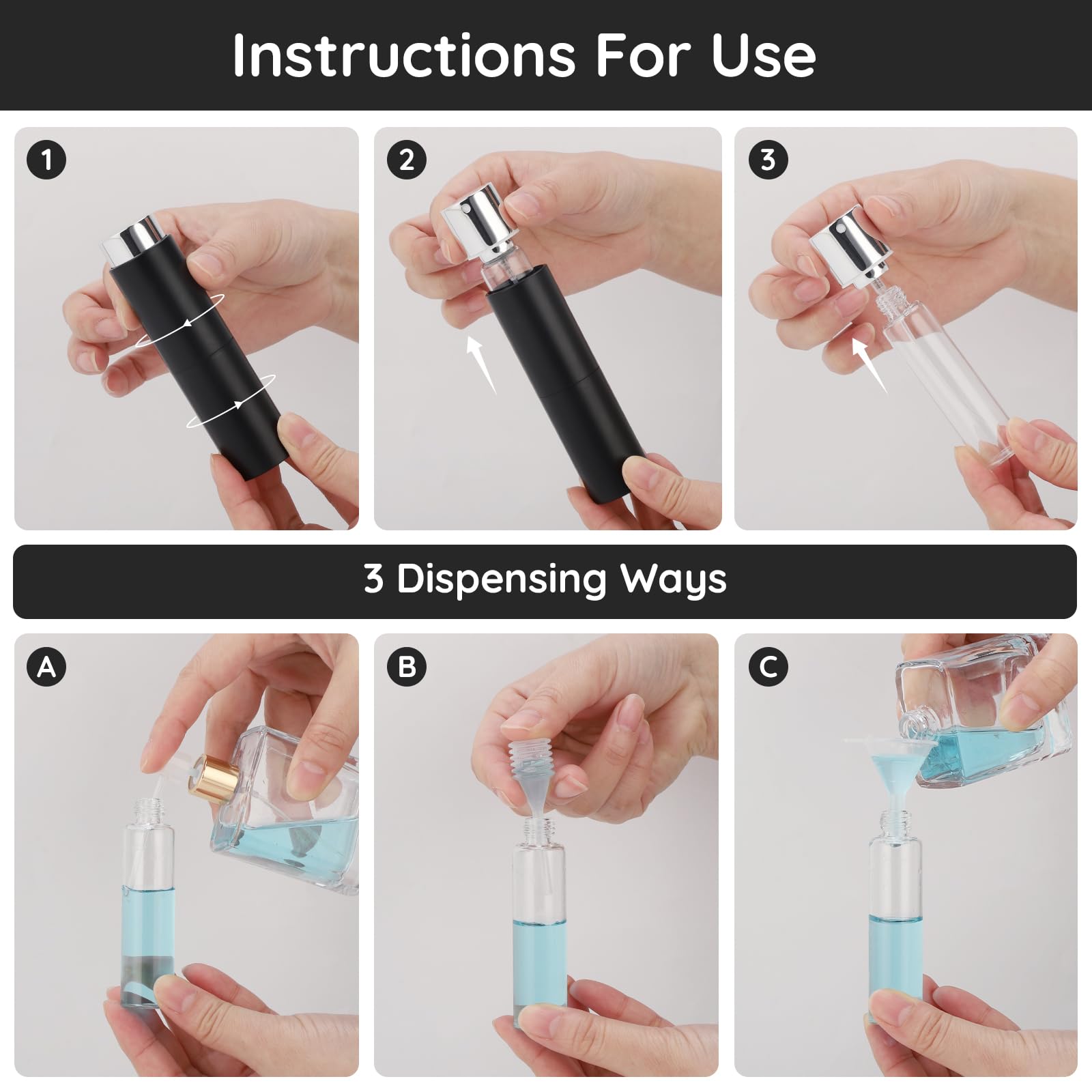 Segbeauty 20ml Refillable Perfume Atomizer - Portable Travel Spray Bottle for Cologne & Fragrances | Leak-Proof Cosmetic Dispenser for Toiletries, Perfect for Vacations, Gym & Daily Purse Essentials