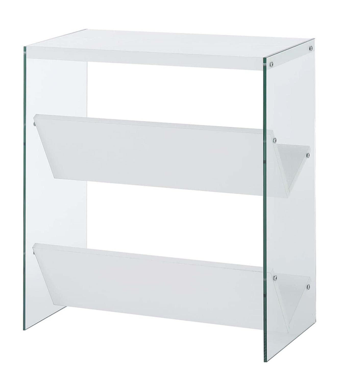 Convenience Concepts Soho Bookcase - White & Glass Shelving Unit for Home Office, Living Room & Bedroom Storage | Modern Bookshelf with Glass Doors