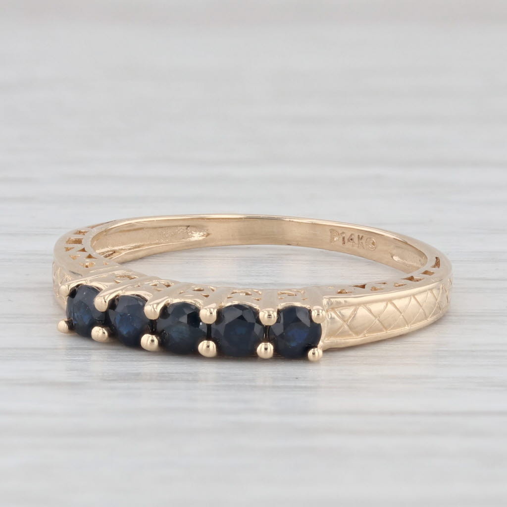 0.50ctw Blue Sapphire Ring 14k Yellow Gold Size 7.5 - Stackable Wedding Band, Anniversary Gift for Her, Perfect for Everyday Wear & Special Occasions