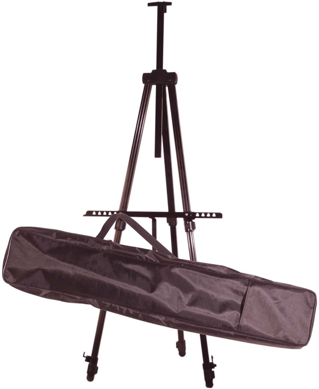 DSM Aluminum Easel - Lightweight Display Tripod Stand for Menus, Posters & Pictures - Black Folding Tabletop Easel with Free Carry Case - Perfect for Restaurants, Events, Art Displays & Home Decor