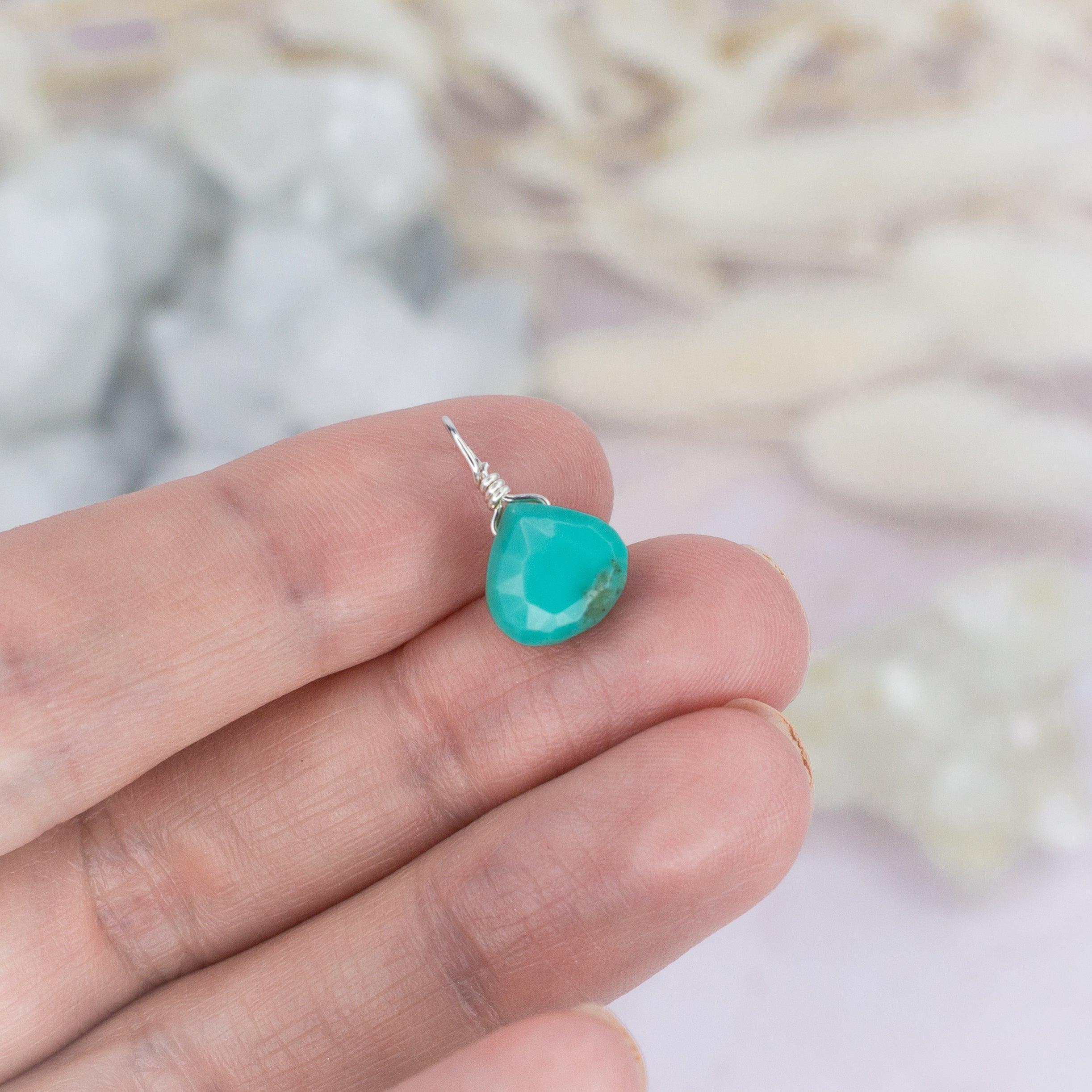 Tiny Turquoise Teardrop Gemstone Pendant Necklace - Handmade Sterling Silver Jewelry for Women - Perfect for Boho Style, Gift Giving & Everyday Wear