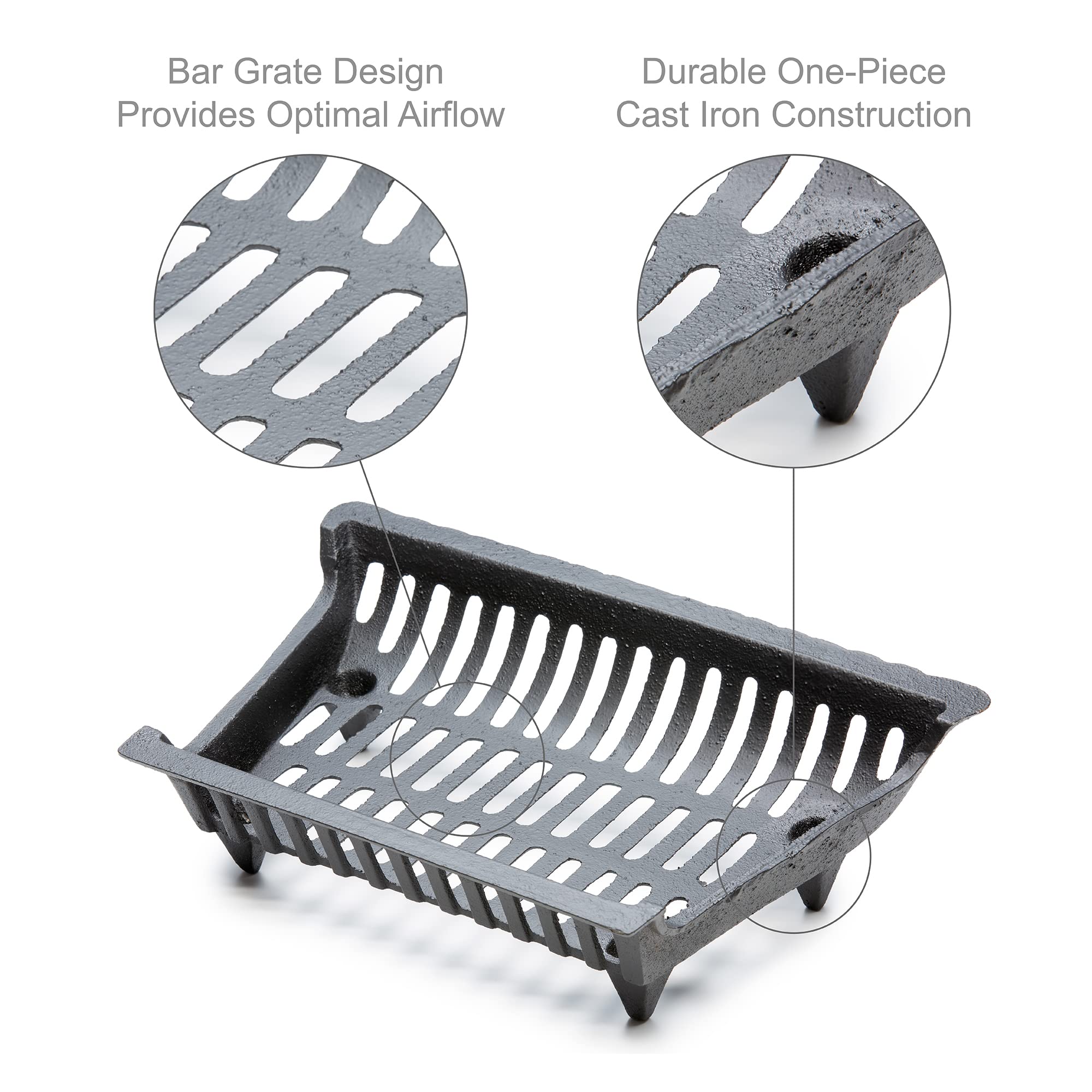 Uniflame 18 Inch Zero Clearance Cast Iron Fireplace Grate - Heavy Duty Fireplace Accessory for Wood Burning Stoves & Fireplaces - Perfect for Indoor/Outdoor Heating & Cozy Ambiance