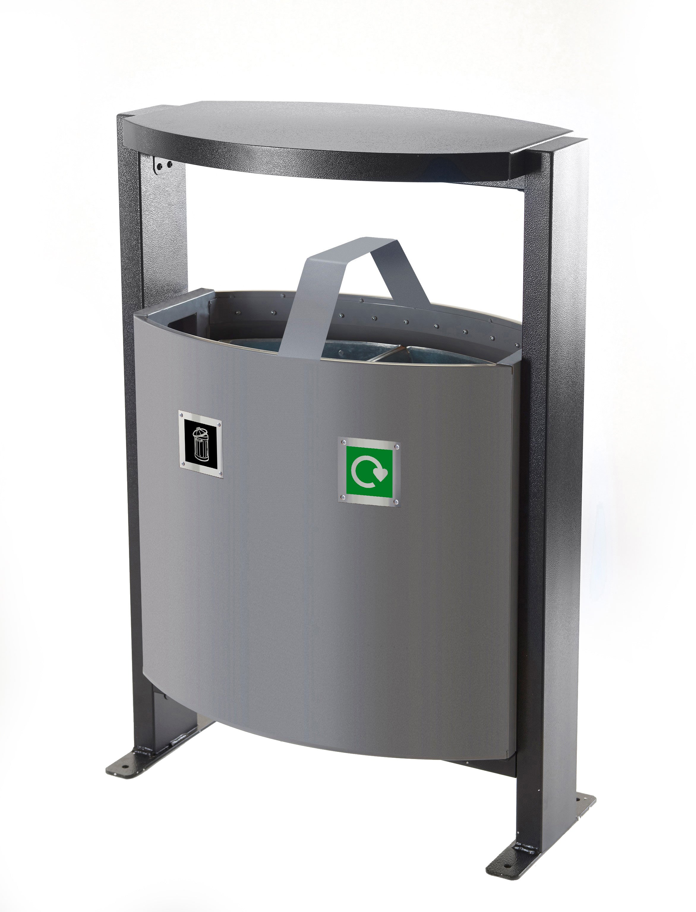 Outdoor 2 Compartment Trash Bin - Durable Waste Container for Patio, Garden & Camping Use