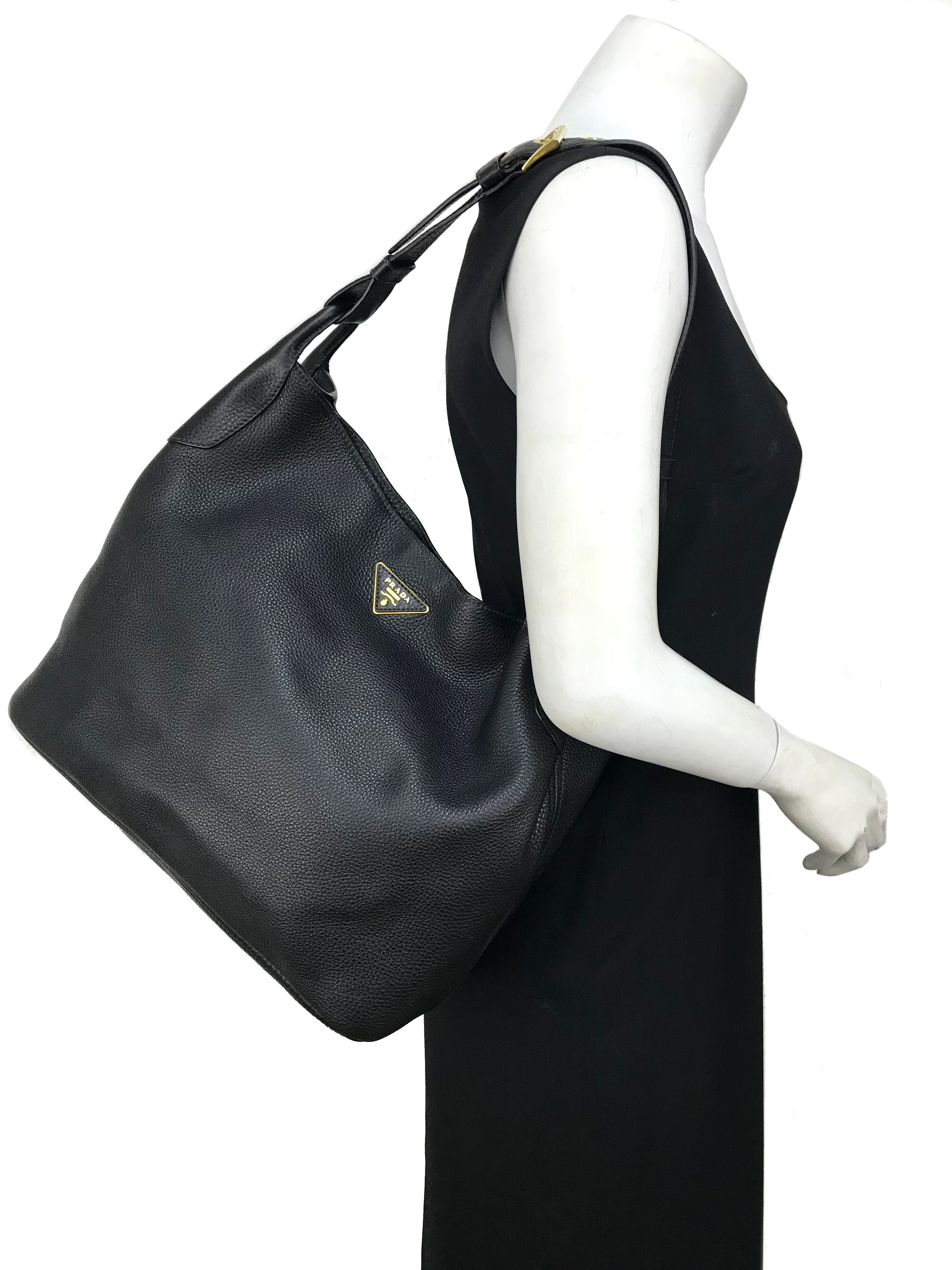 Prada Daino Single Strap Hobo Bag - Genuine Leather Shoulder Purse for Women | Fashionable & Spacious Handbag for Work, Travel & Everyday Use