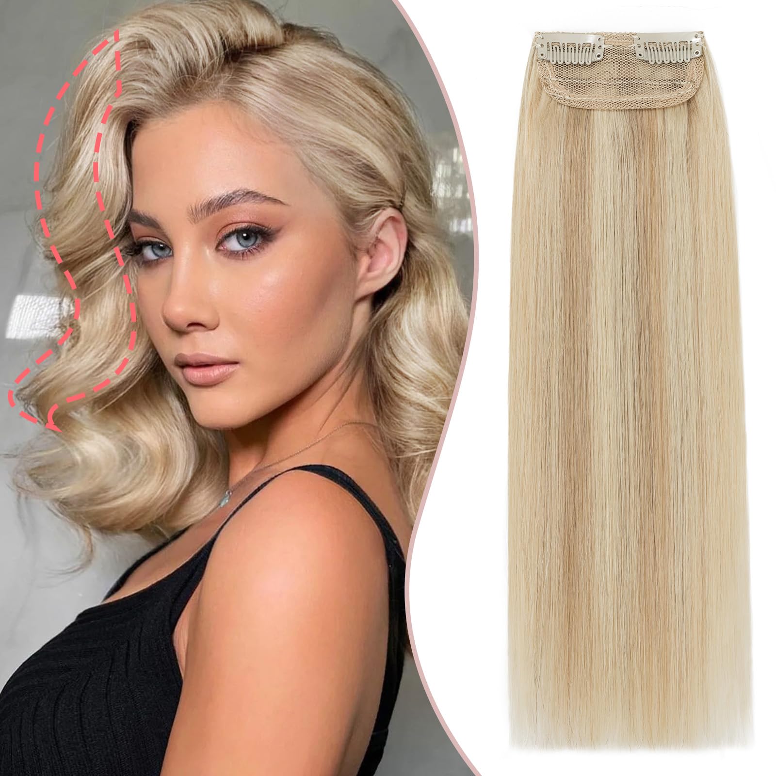 6 Inch Clip-In Human Hair Extensions for Short Hair - Ash Blonde & Bleach Blonde | Invisible Mini Hair Pieces for Thinning Hair | Natural Real Human Hair for Men & Women | Perfect for Volume Boost & Everyday Styling
