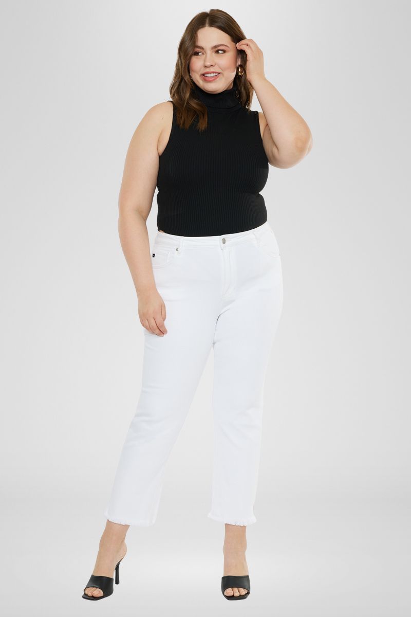 Rita High Rise Slim Straight Jeans for Women - Plus Size Stretch Denim Pants - Comfortable & Flattering Fit for Casual Wear and Office Outfits