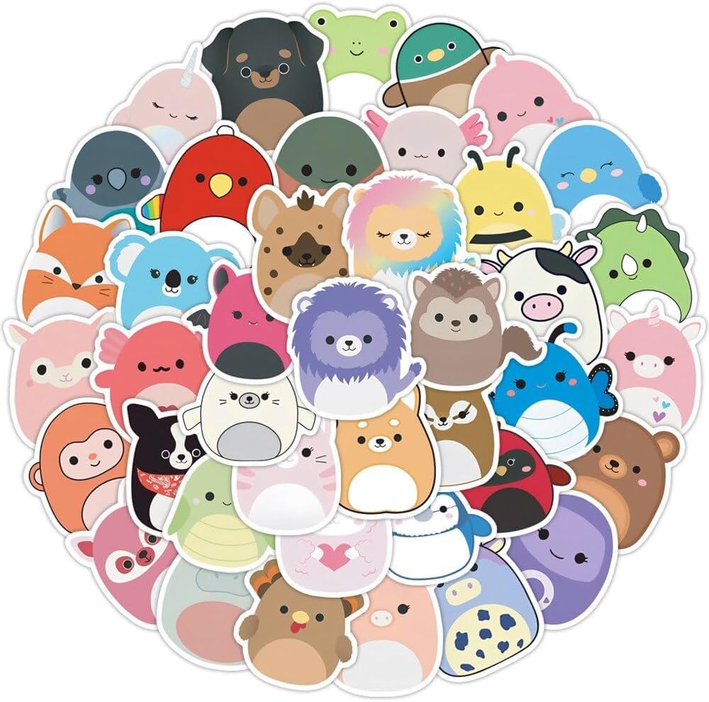 HNTR Animal Stickers - 50 Adorable & Cute Decals for Kids Room, Laptops, Water Bottles & DIY Crafts