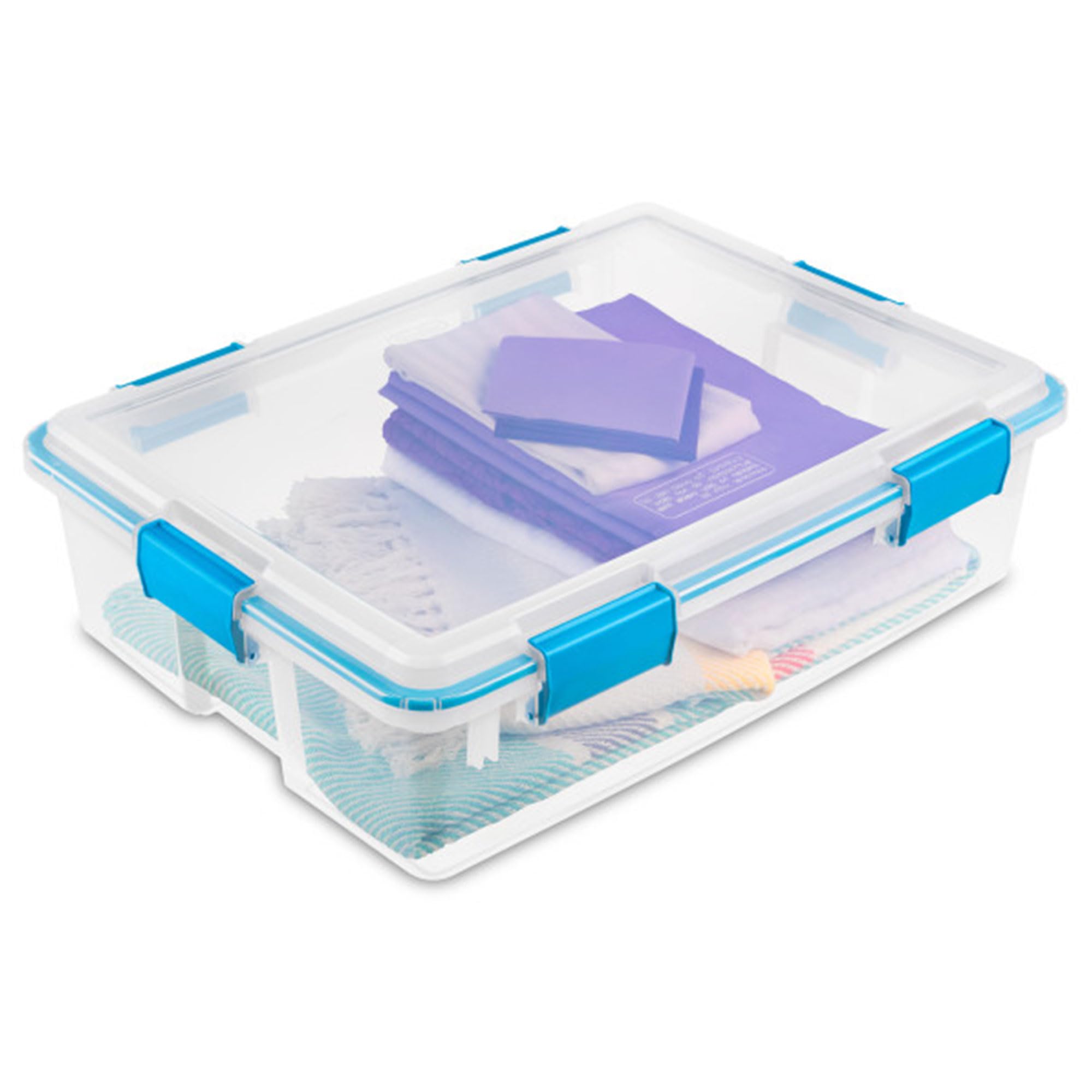 Sterilite 12-Pack 37 Quart Clear Weatherproof Storage Bins with Secure Latching Lids - Airtight Plastic Containers for Home Organization, Garage, Basement & Outdoor Use