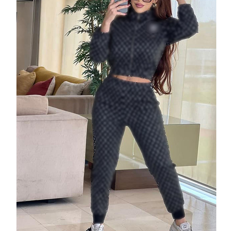 Printed Turtleneck Sports Two-Piece Set - Women's Trendy Matching Outfit for Yoga, Gym & Casual Wear | Fashionable Activewear Set