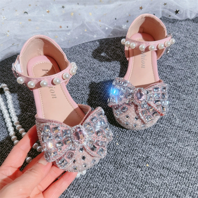 Adorable Pink Pearl Bow Knot Baby Shoes for Girls - Perfect for Summer Outfits, Parties & Photo Shoots