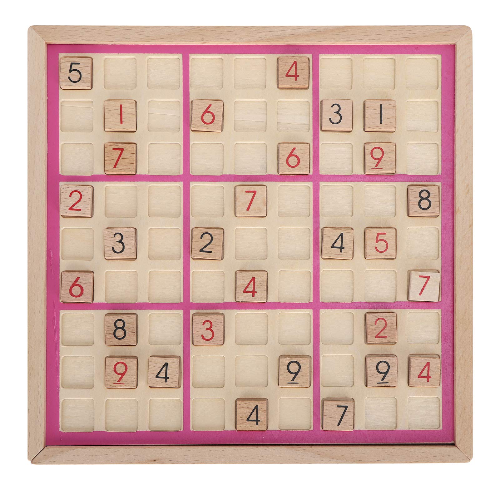 Wooden Sudoku Puzzle Game for Kids - Educational Logic Training Brain Teaser with Wood Board - Perfect for Classroom, Travel & Family Game Night