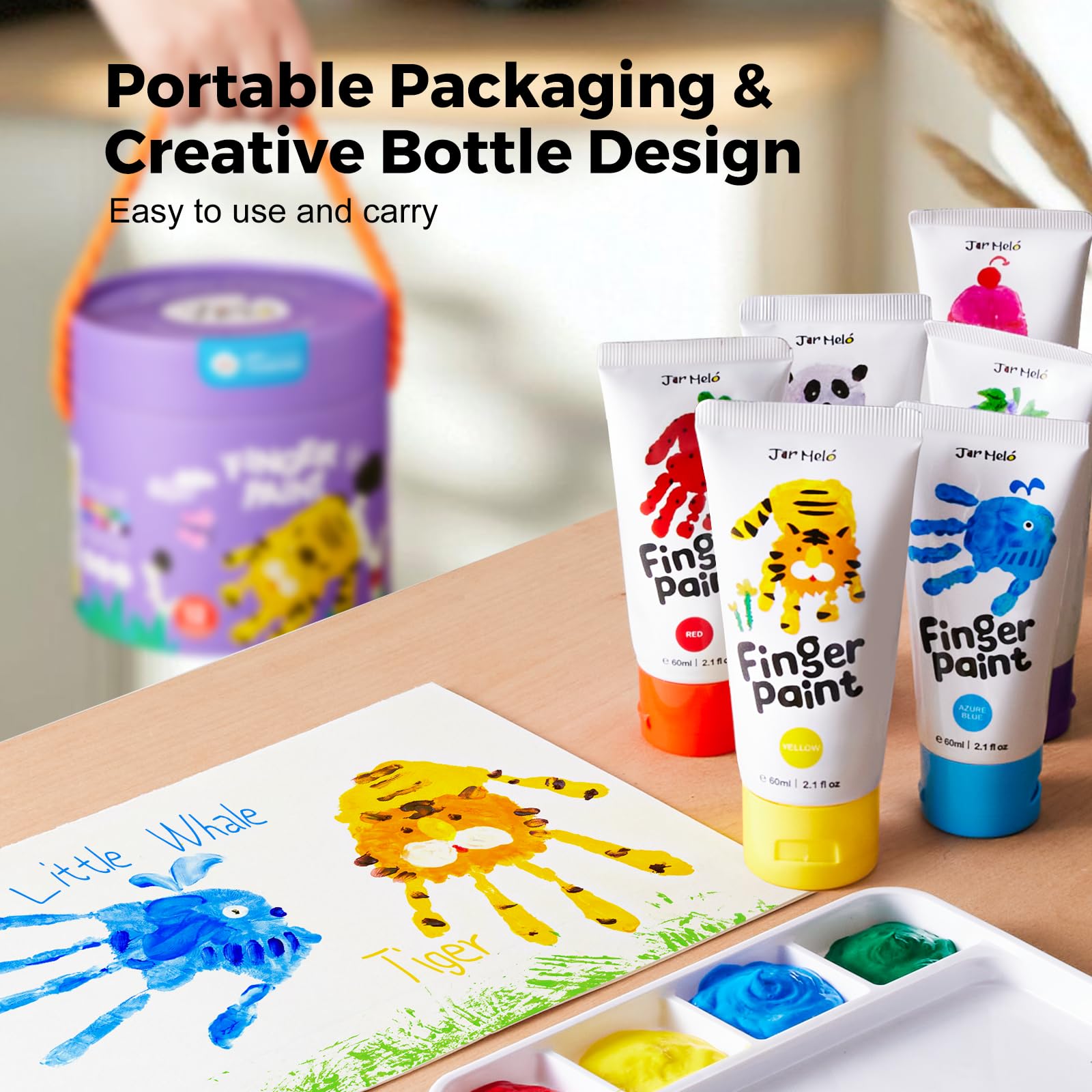 Washable Finger Paints for Toddlers - Non Toxic 12 Colors, Safe Art Supplies for Kids Age 2+ - Perfect for Preschool Learning & Creative Play