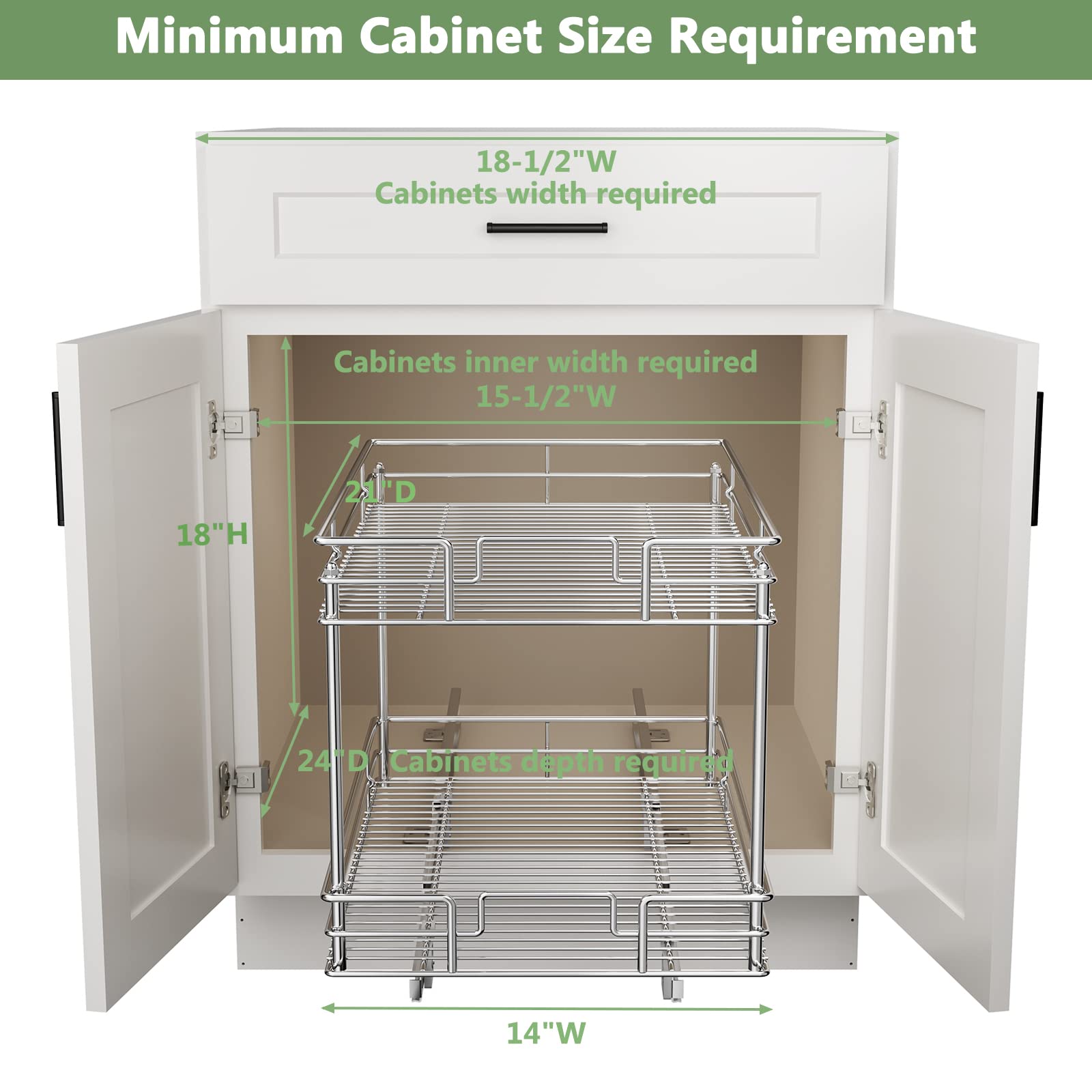 ROOMTEC 2-Tier Pull Out Cabinet Organizer - 14