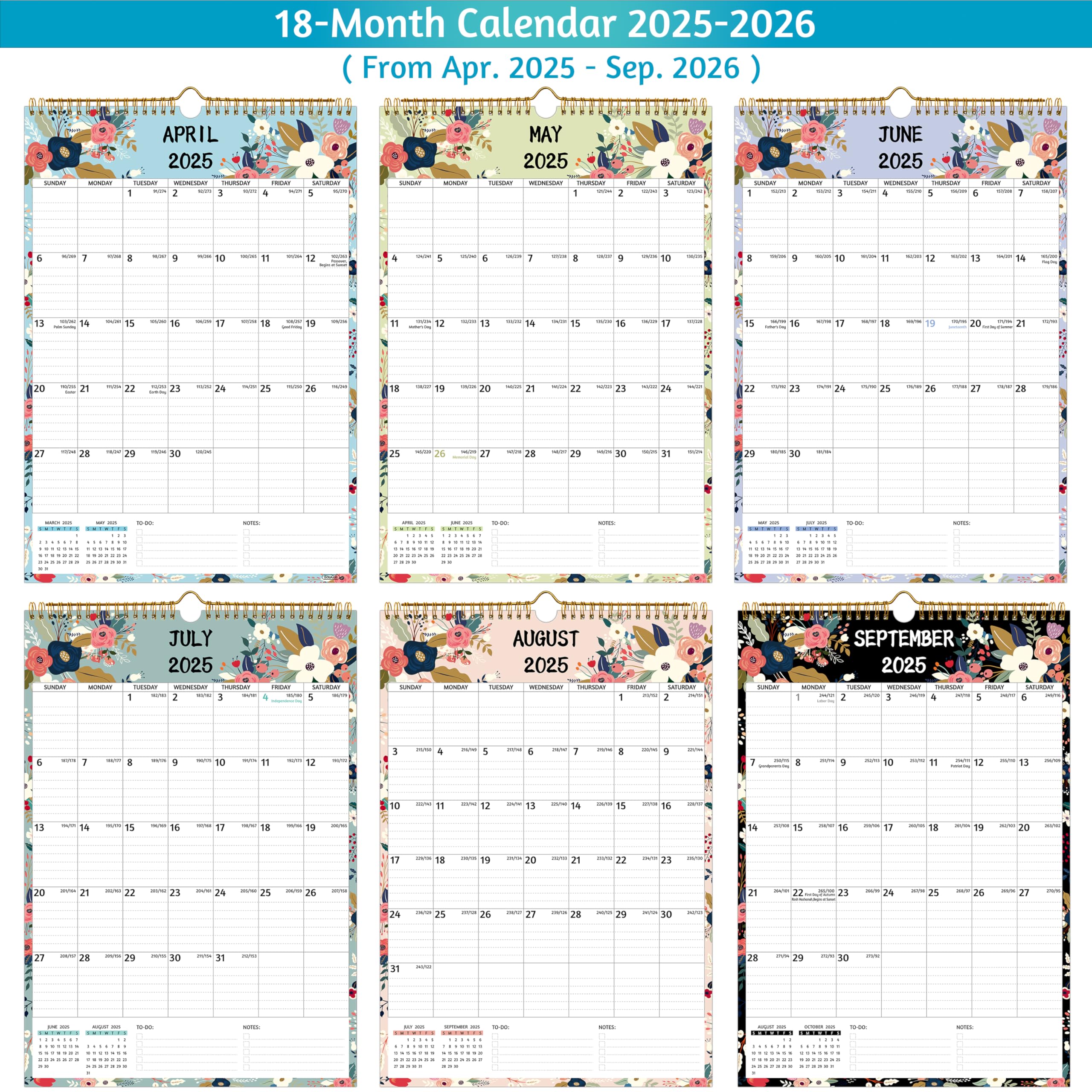 2025-2026 Wall Calendar (April 2025 - September 2026) | 18-Month Large Format 12