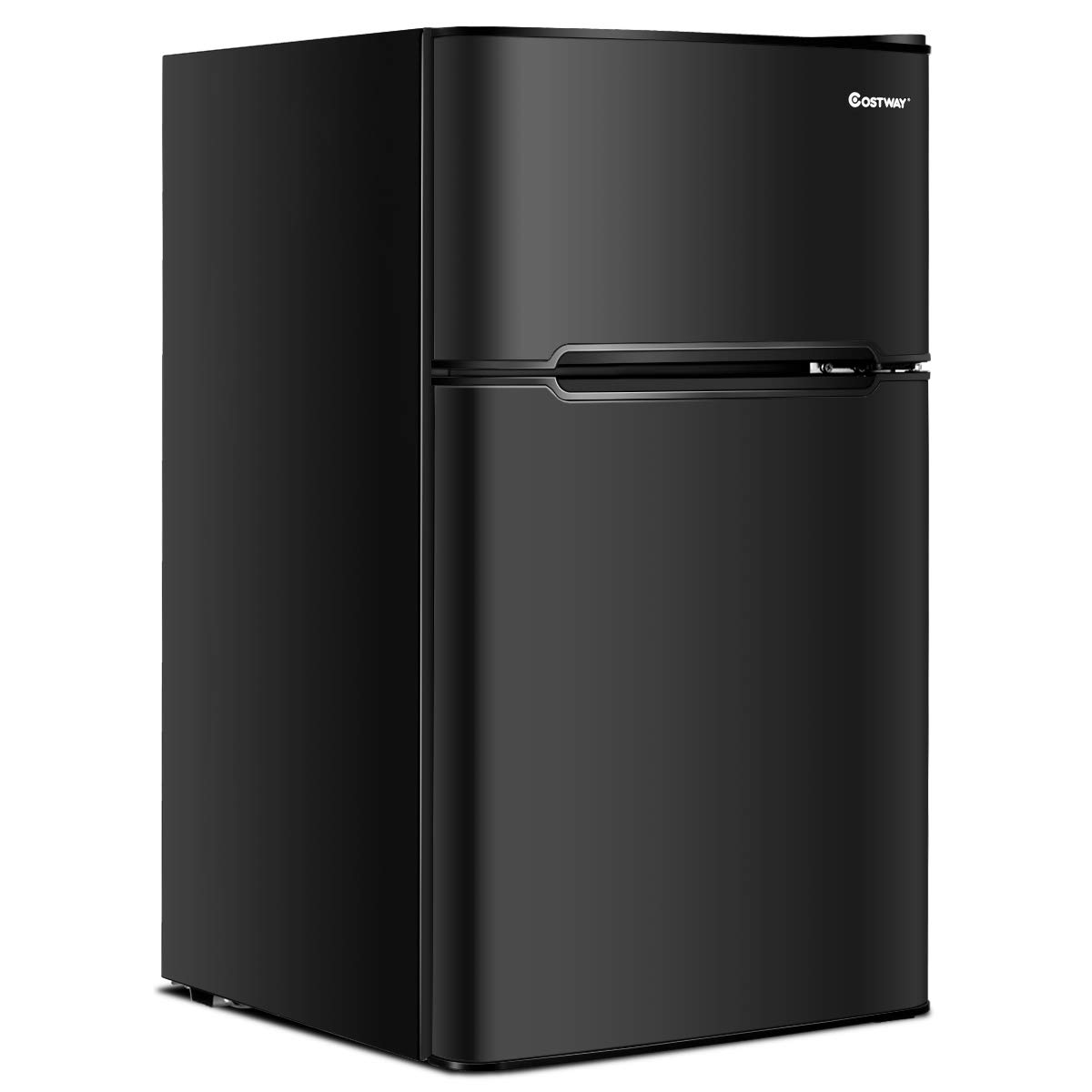 COSTWAY 3.2 cu ft Compact Refrigerator with Freezer | 2-Door Mini Fridge with Reversible Door, Removable Glass Shelves & Mechanical Control | Perfect for Dorm, Office, Apartment, RV & Small Spaces (Black)