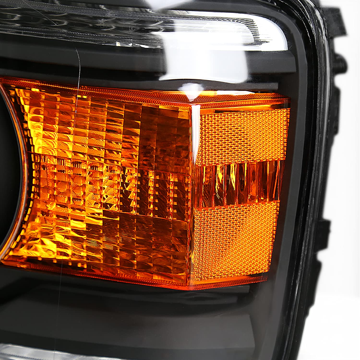 Spec-D Tuning Black Projector Headlights with LED Strip for 2014-2015 GMC Sierra 1500/2500/3500 (Base/Denali/SLE/SLT) - Left & Right Pair Headlamp Assembly - Upgrade Your Truck's Style & Night Visibility