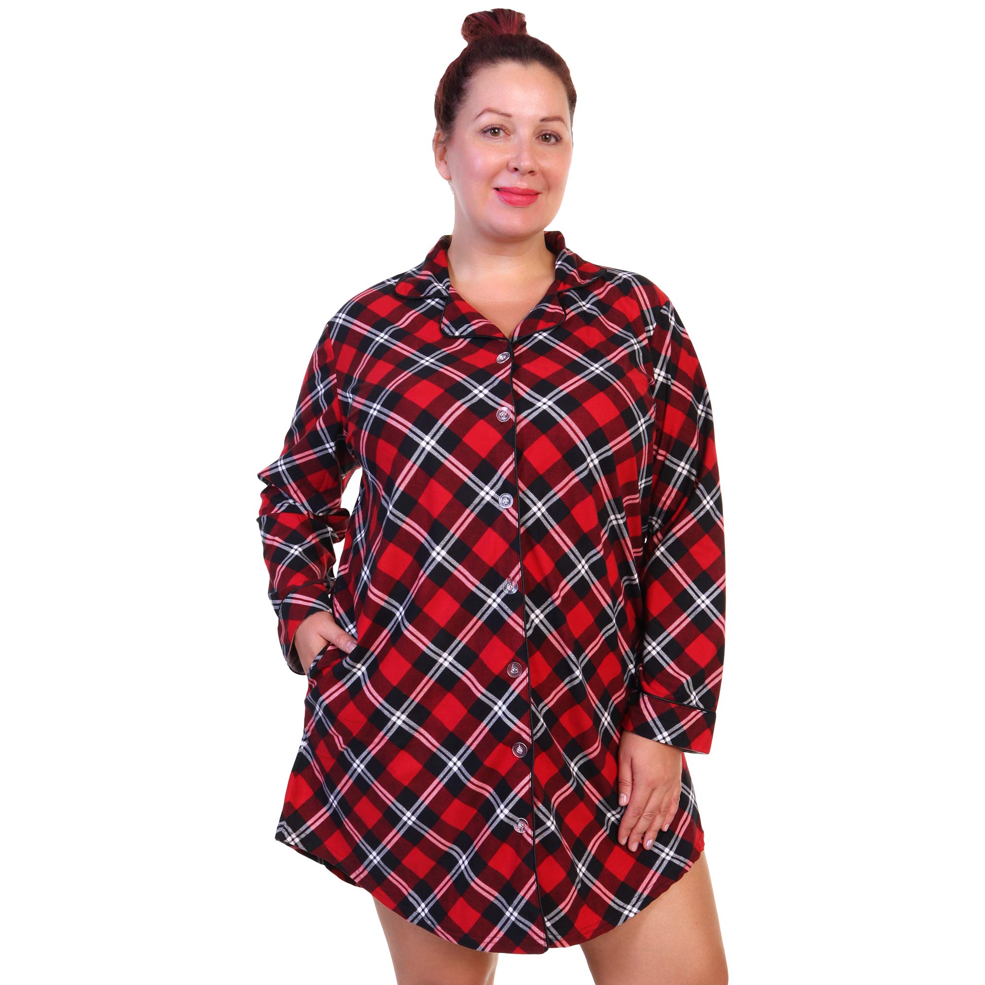 Angelina Women's Soft & Comfy Button Down Sleep Shirt Dress Nightgown - Cozy Loungewear for Relaxing at Home, Sleeping & Casual Wear