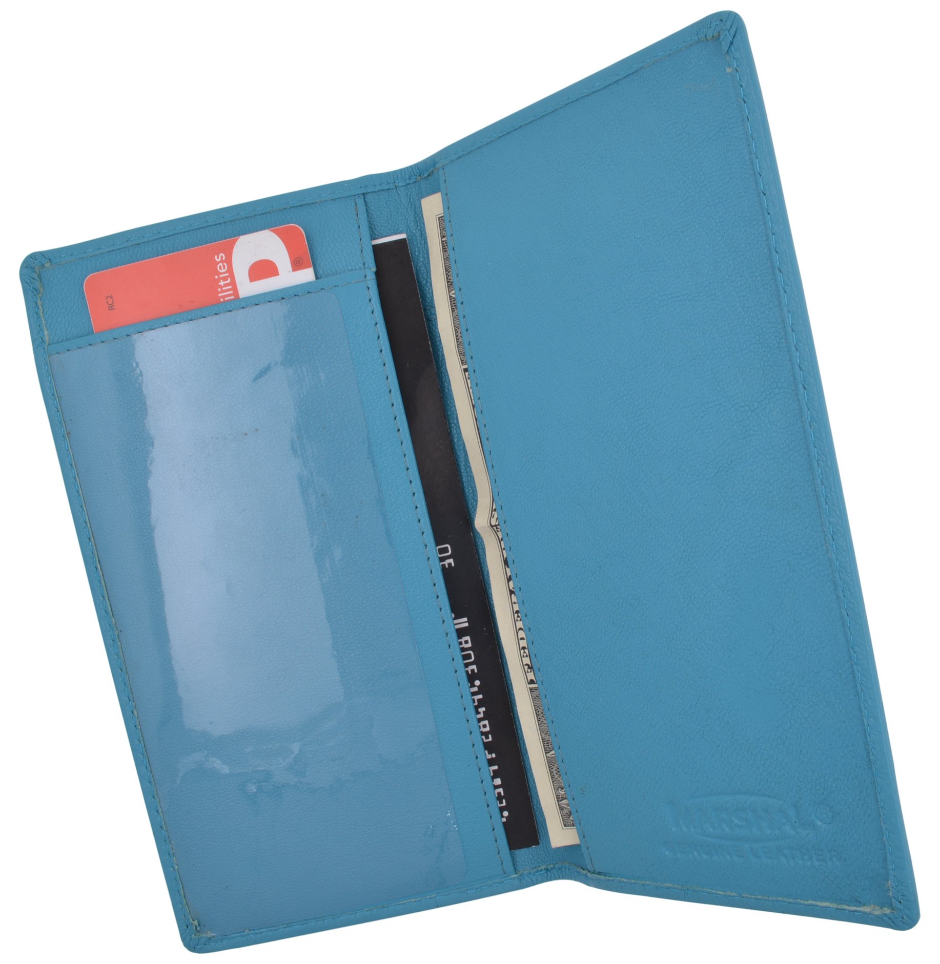 Handcrafted Genuine Soft Leather Checkbook Cover - Premium MARSHAL Wallet Organizer for Men & Women (Baby Blue) | Perfect Gift for Graduation, Birthday & Office Use
