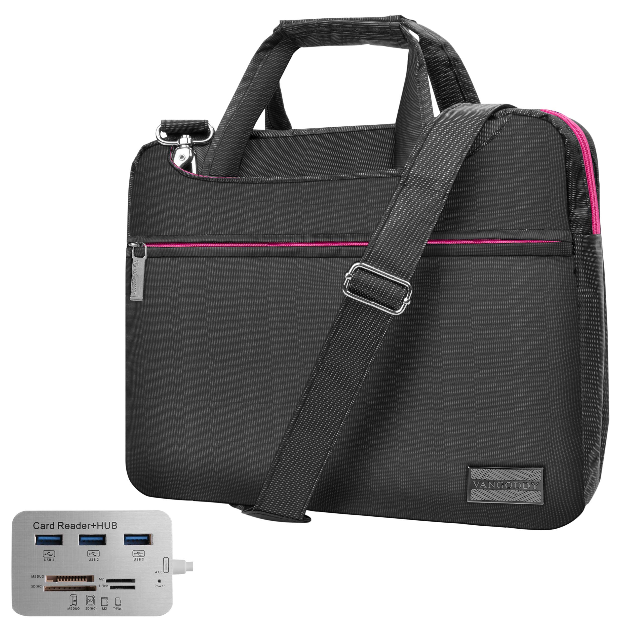 Slim 13-inch Laptop Sleeve with Built-in USB Hub - Compatible with Google PixelBook Go, Pixel Slate & Pixel Book - Lightweight Protective Case for Work, School & Travel (Pink)