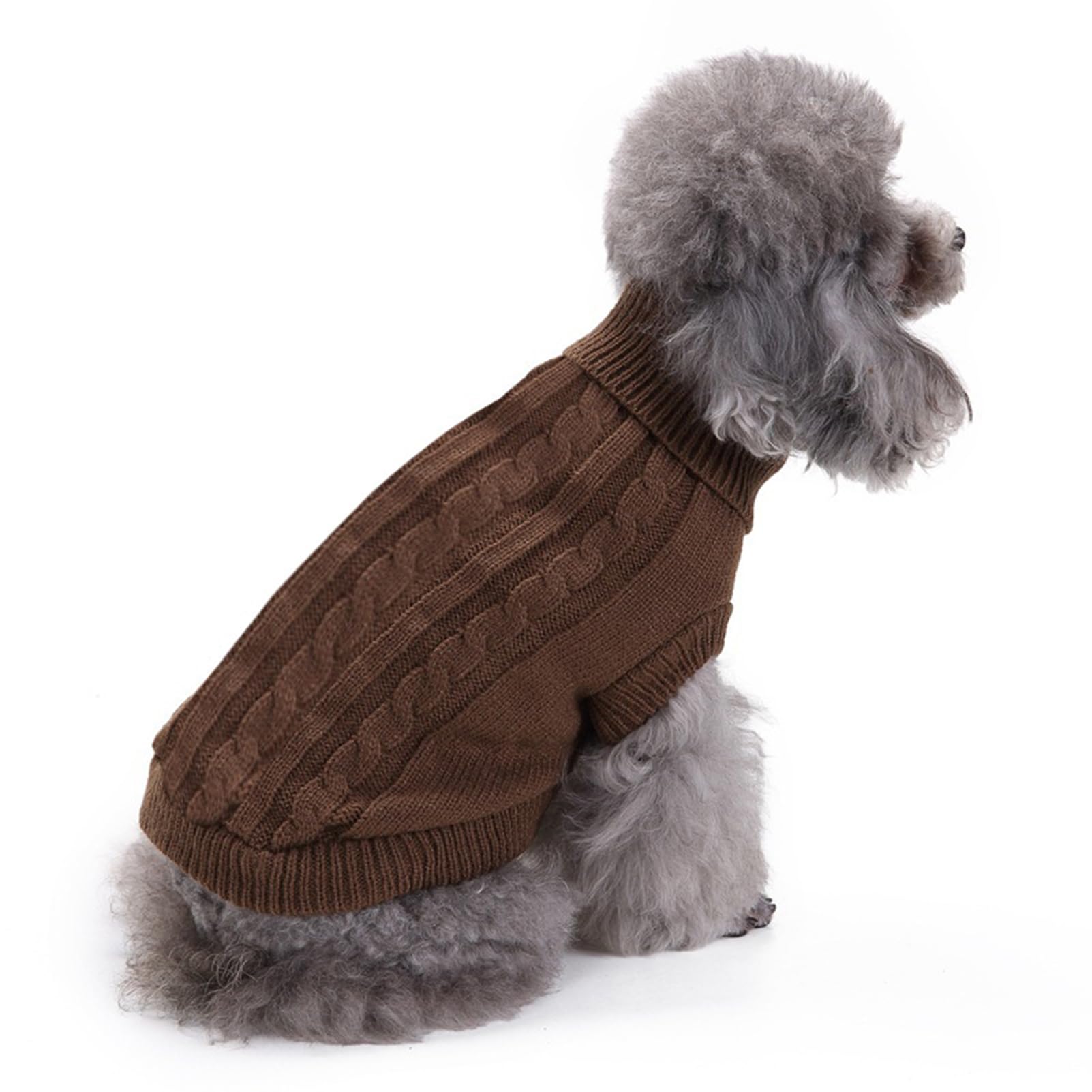 CHBORCHICEN Knitted Pet Sweater - Warm Winter Dog & Cat Clothes for Small Pets (Brown) - Cozy Indoor & Outdoor Wear