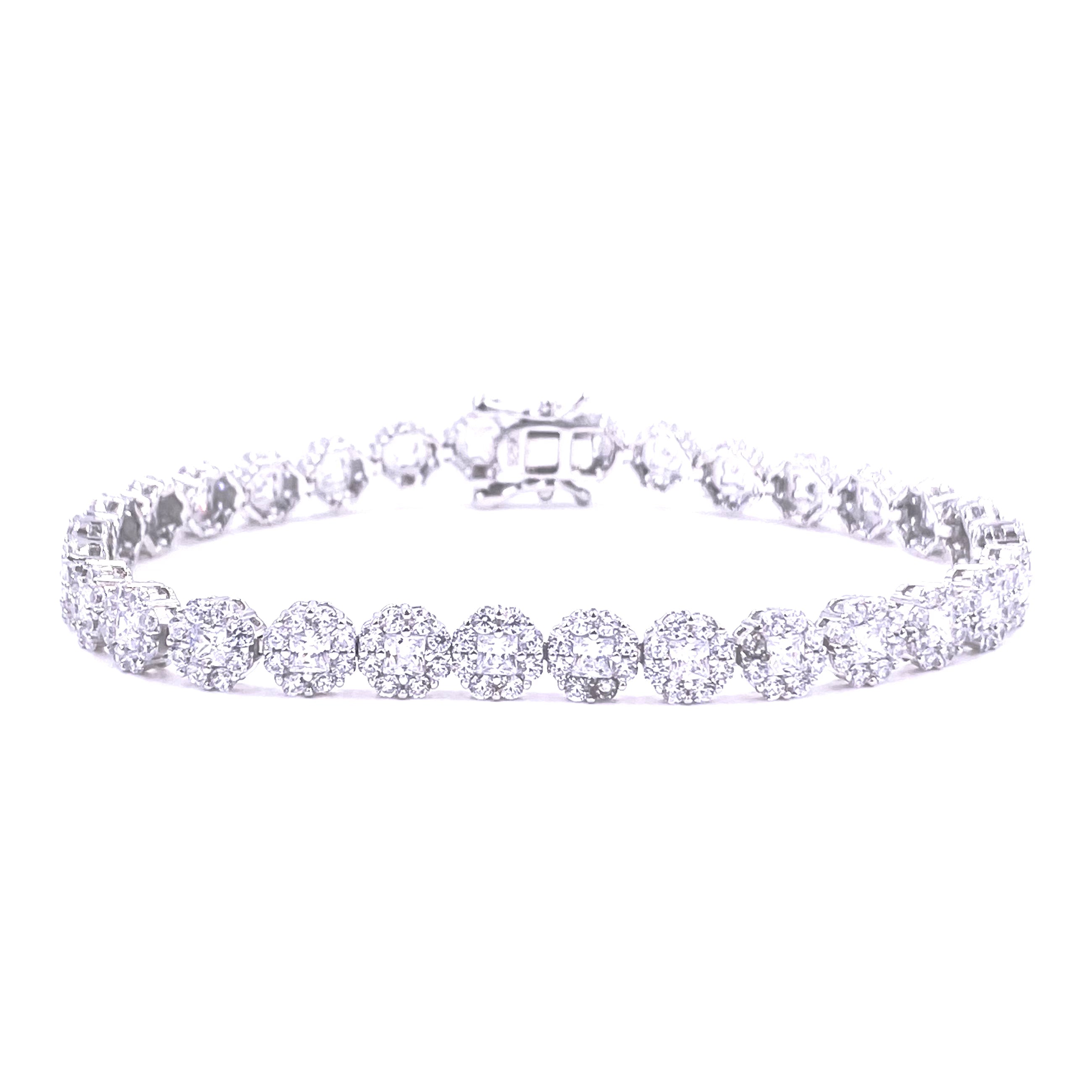 Sterling Silver Flower Tennis Bracelet for Women - Elegant Floral Design Jewelry Gift for Wedding, Anniversary & Special Occasions