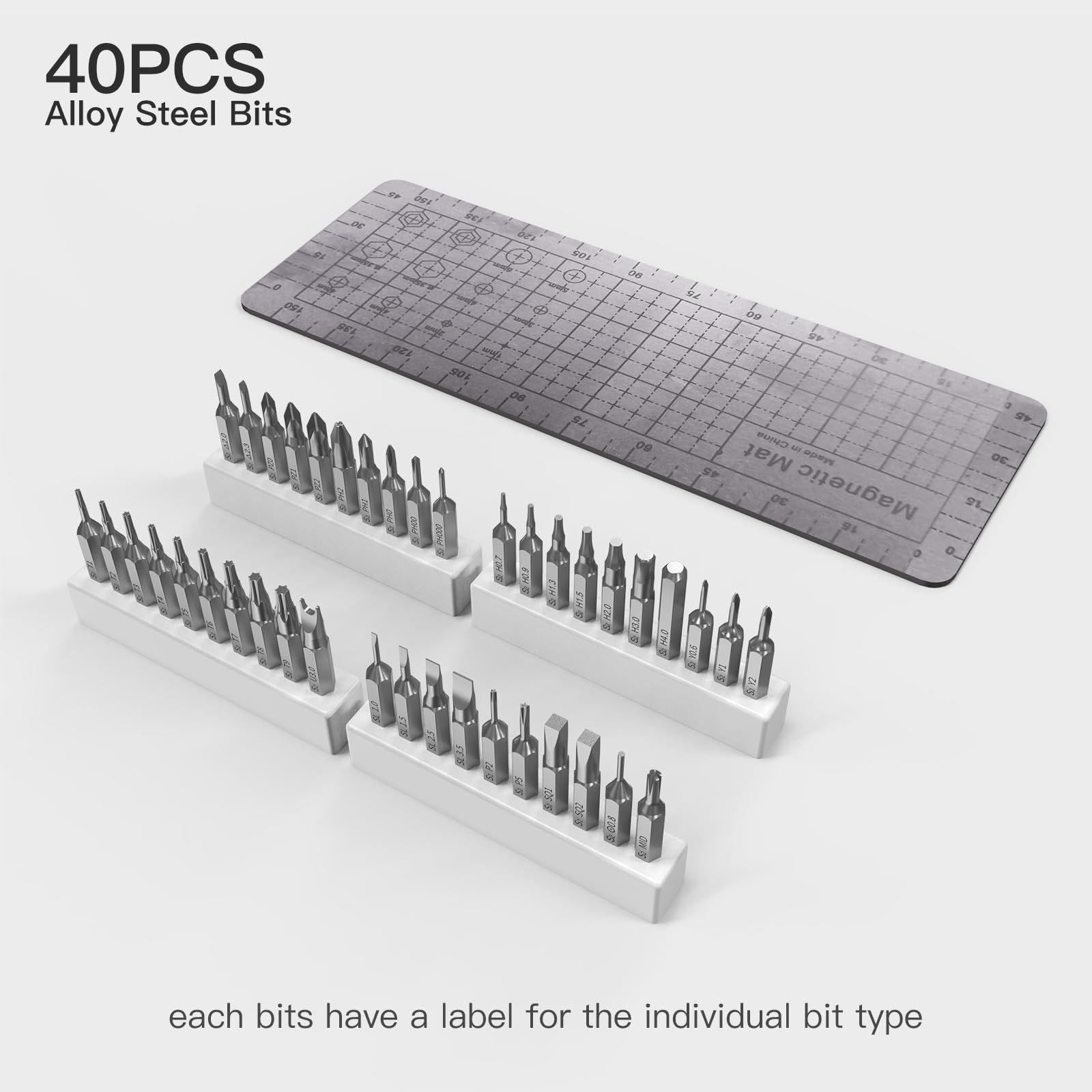 47-in-1 Rechargeable Electric Screwdriver Kit with 40 Magnetic Bits - Mini Cordless Power Screwdriver for Electronics, Cameras, Phones & DIY Projects