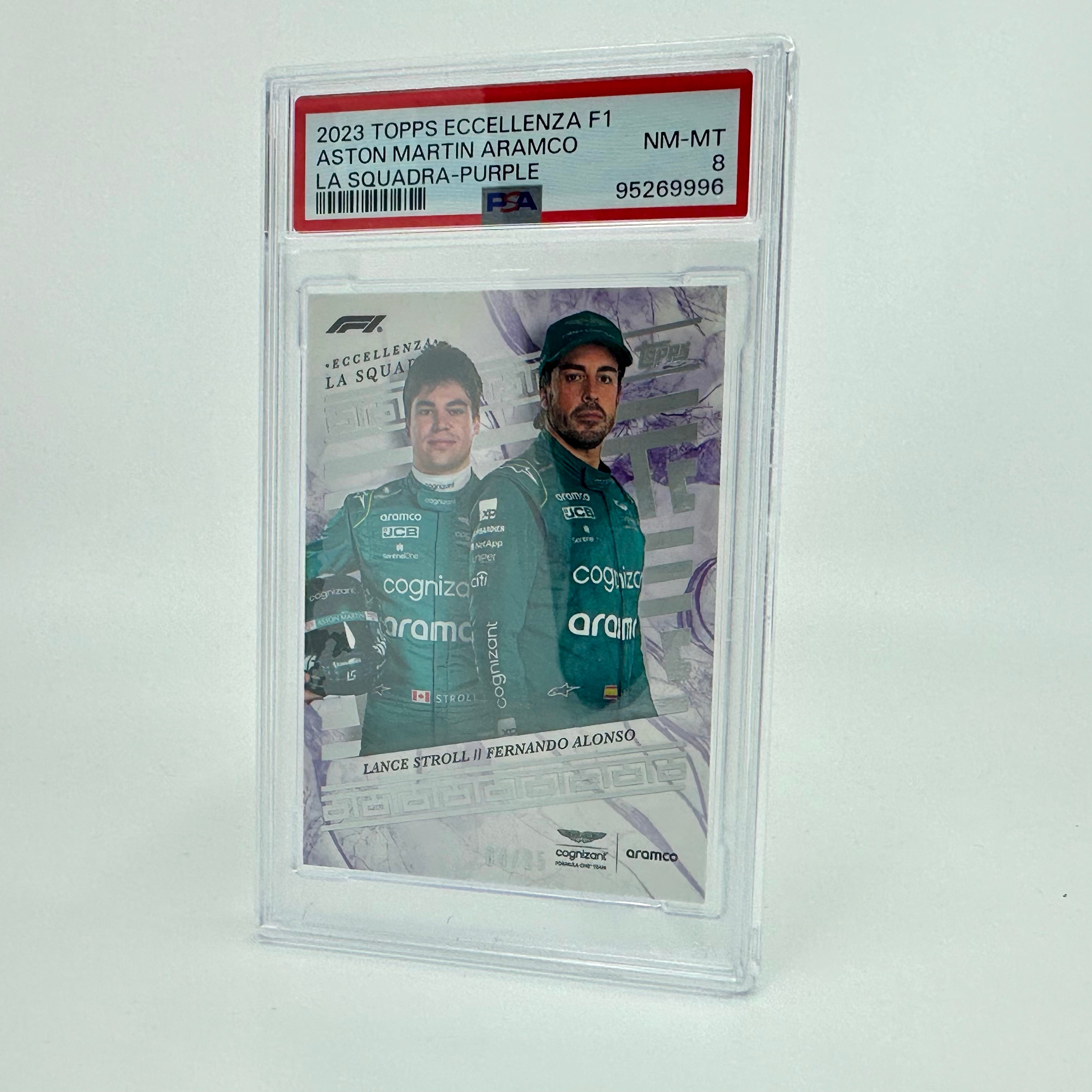 PSA 8 Graded 04/25 Aston Martin Stroll & Alonso 2023 Eccellenza La Squadra Racing Card - Perfect for F1 Collectors and Motorsport Memorabilia Enthusiasts