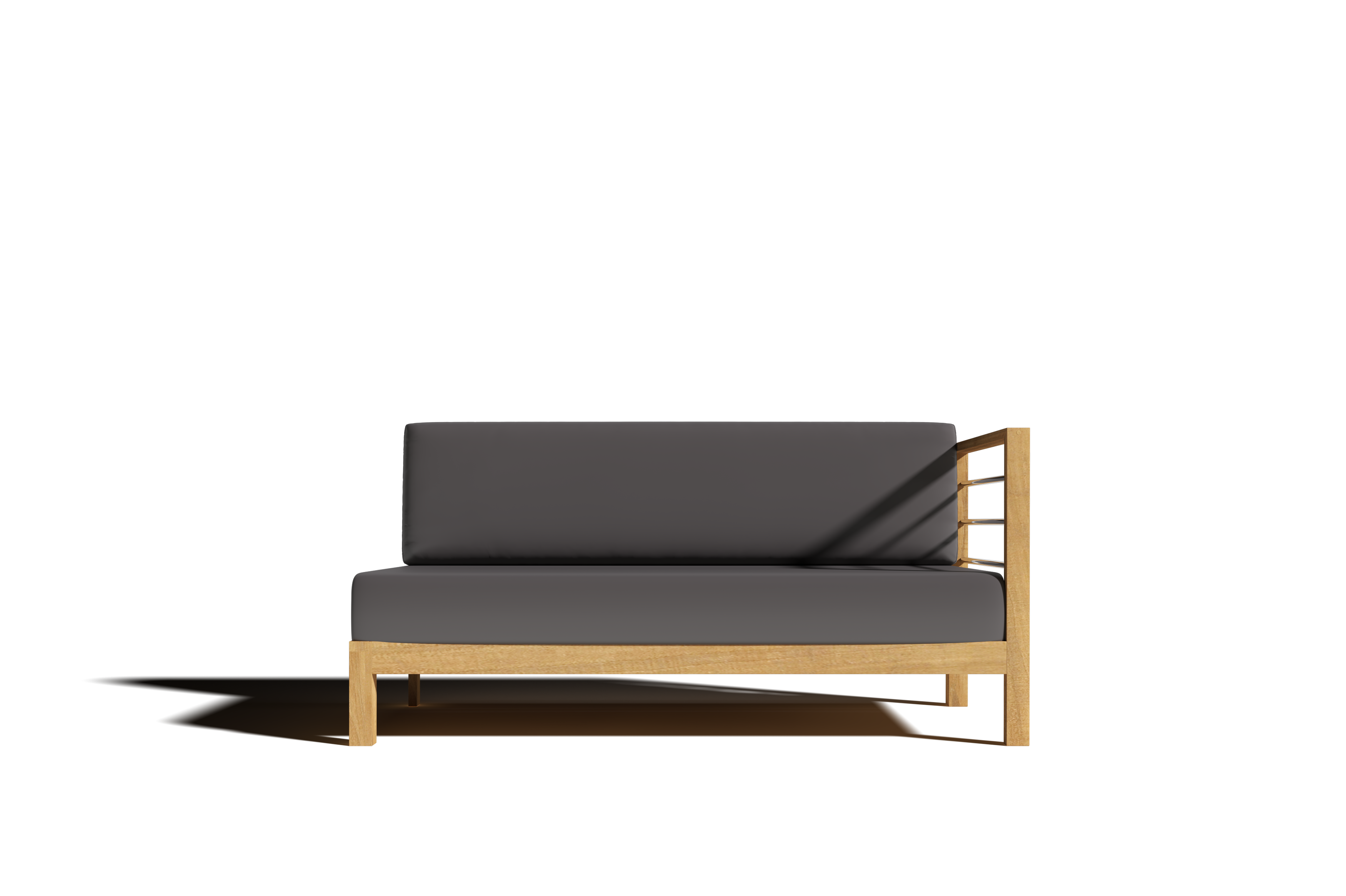 Premium Leon Teak Outdoor Sectional Right Sofa with Sunbrella Charcoal Cushion - Durable Patio Furniture for Backyard, Poolside & Garden Relaxation