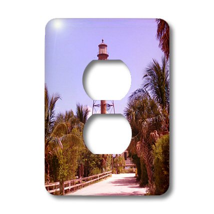 3D Rose Two Plug Outlet Cover with Sanibel Lighthouse Design - Decorative Electrical Outlet Cover for Home, Office & Nursery Safety (Set of 6) - Perfect for Baby Proofing and Coastal Themed Decor