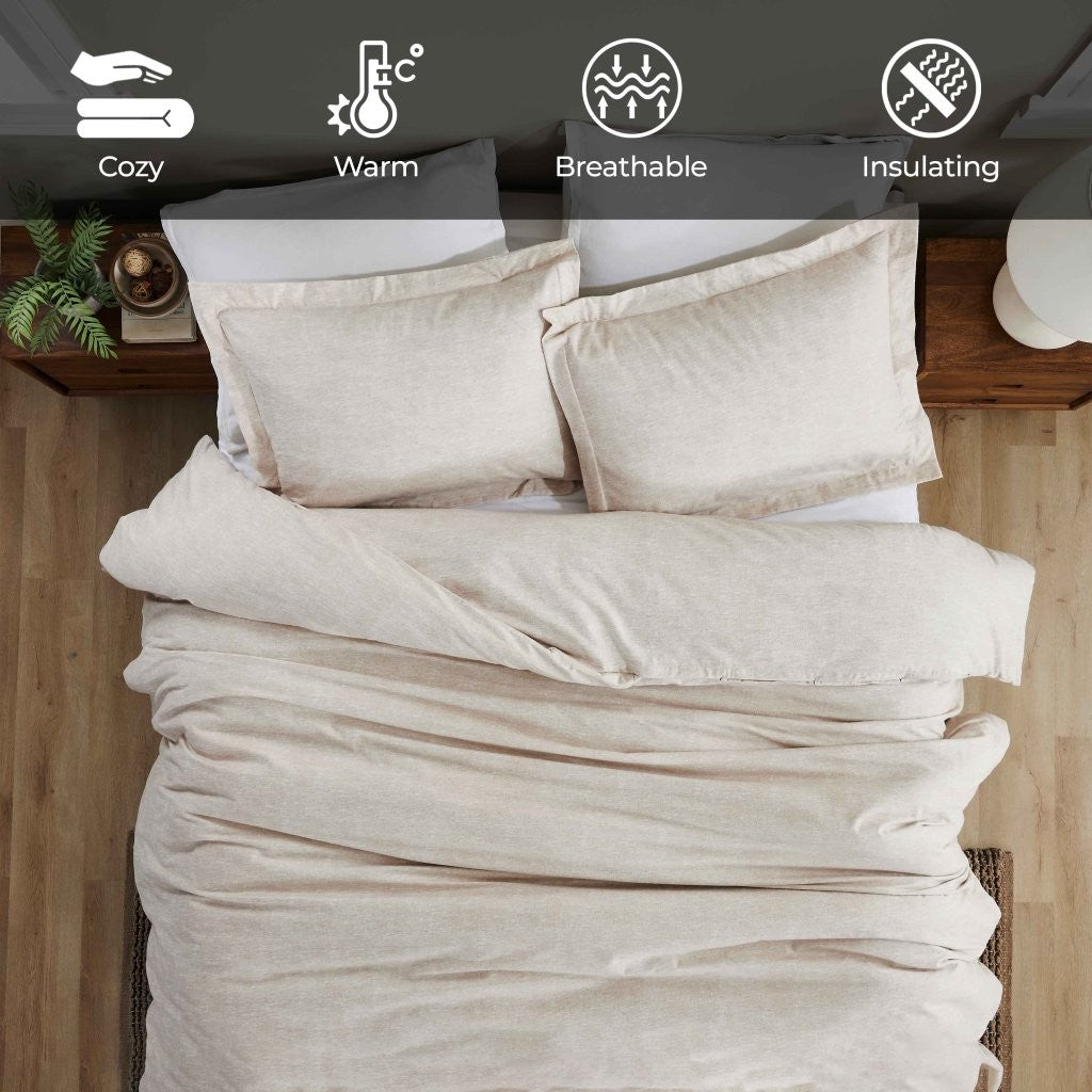 Soft & Cozy Melange Flannel Cotton Two-Tone Brushed Duvet Cover Set - King Size Bedding for Winter Warmth & Comfort