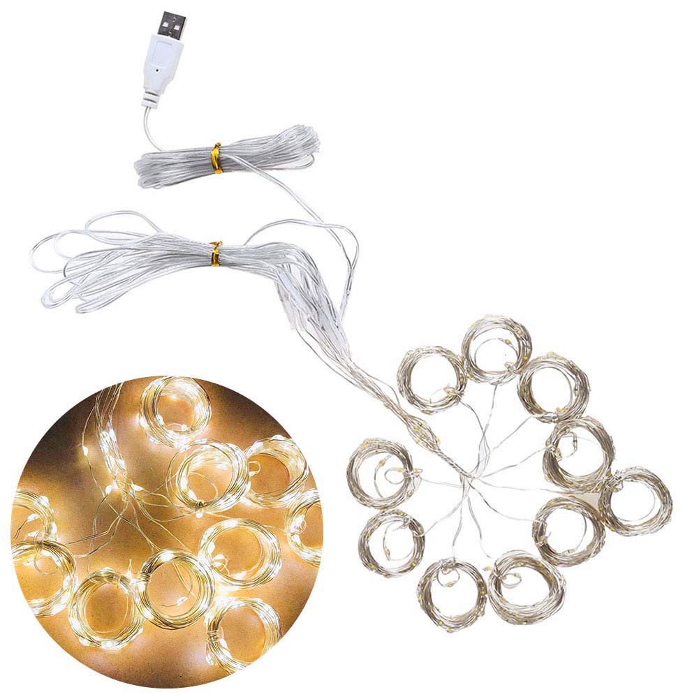 SoFull 300LED 3x3M USB Christmas Curtain Lights - Warm White LED Holiday Decorations for Indoor/Outdoor, Party, Wedding, Garden, Bar, and Home Decoration