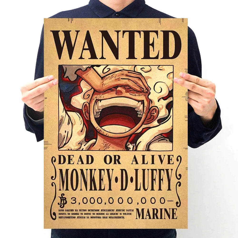 One Piece Bounty Wanted Sticker Posters - Anime Wall Decor for Bedroom, Office & Game Room - Perfect for Fans & Collectors