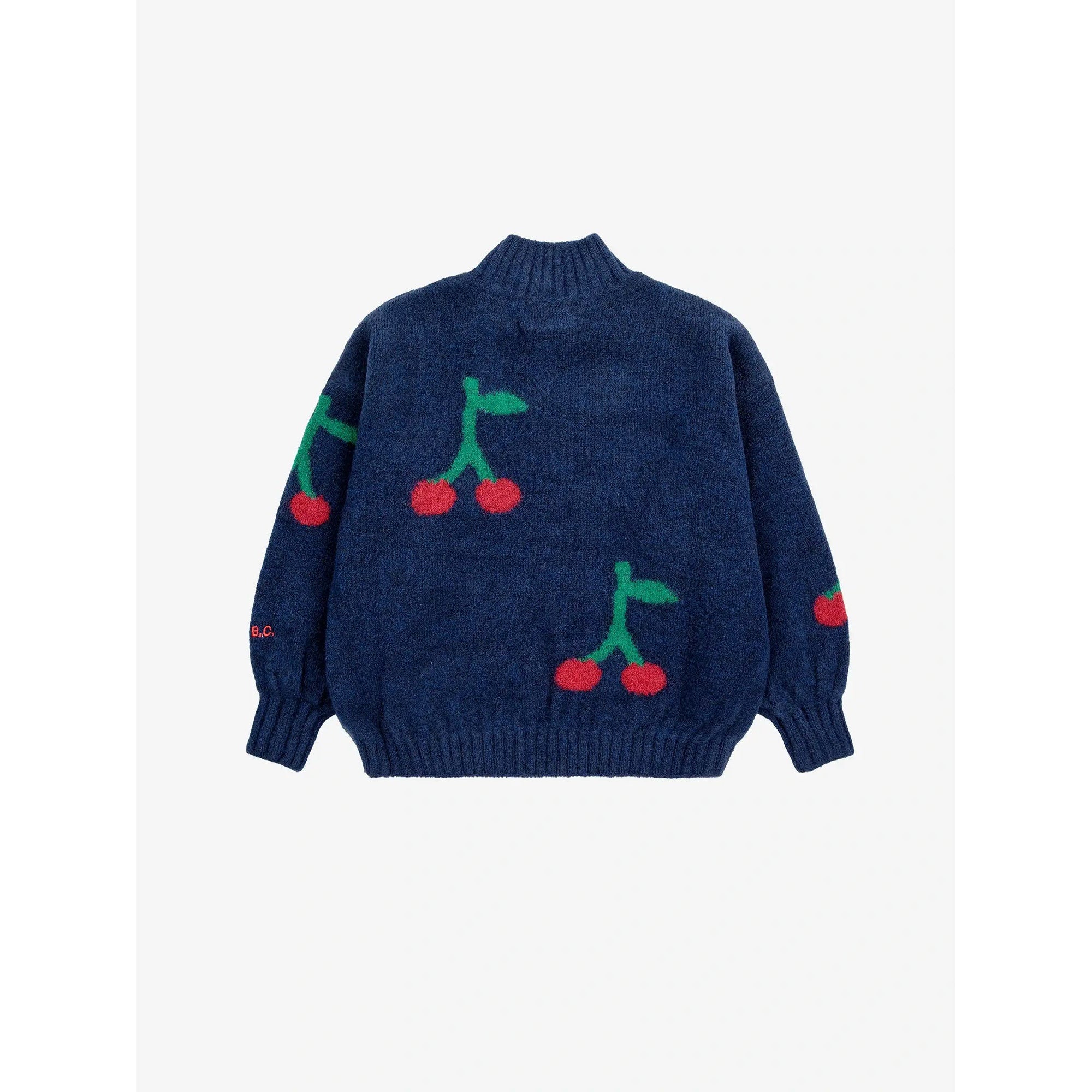 Bobo Choses Bobo Cherry Print Turtle Neck Jumper - Navy Blue Sweater for Women | Cozy Winter Fashion, Casual Outfit & Holiday Style