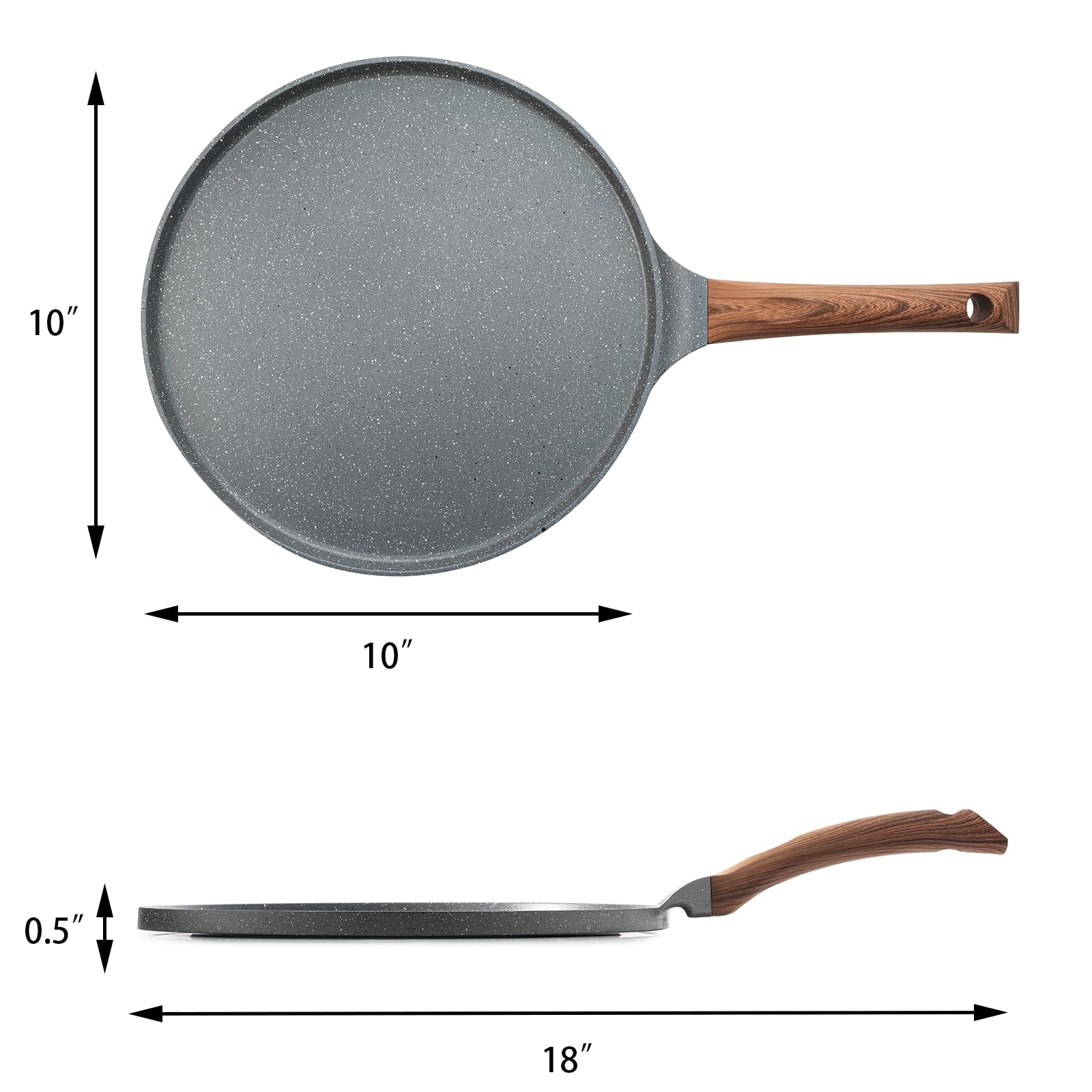 **SENSARTE 10-Inch Nonstick Crepe Pan - Swiss Granite Coating, Induction Compatible, PFOA Free - Perfect for Pancakes, Dosas, Flatbreads & More**    **Use Cases:** Ideal for making crepes, pancakes, dosas, omelets, quesadillas, and other delicate dishes with effortless nonstick performance.