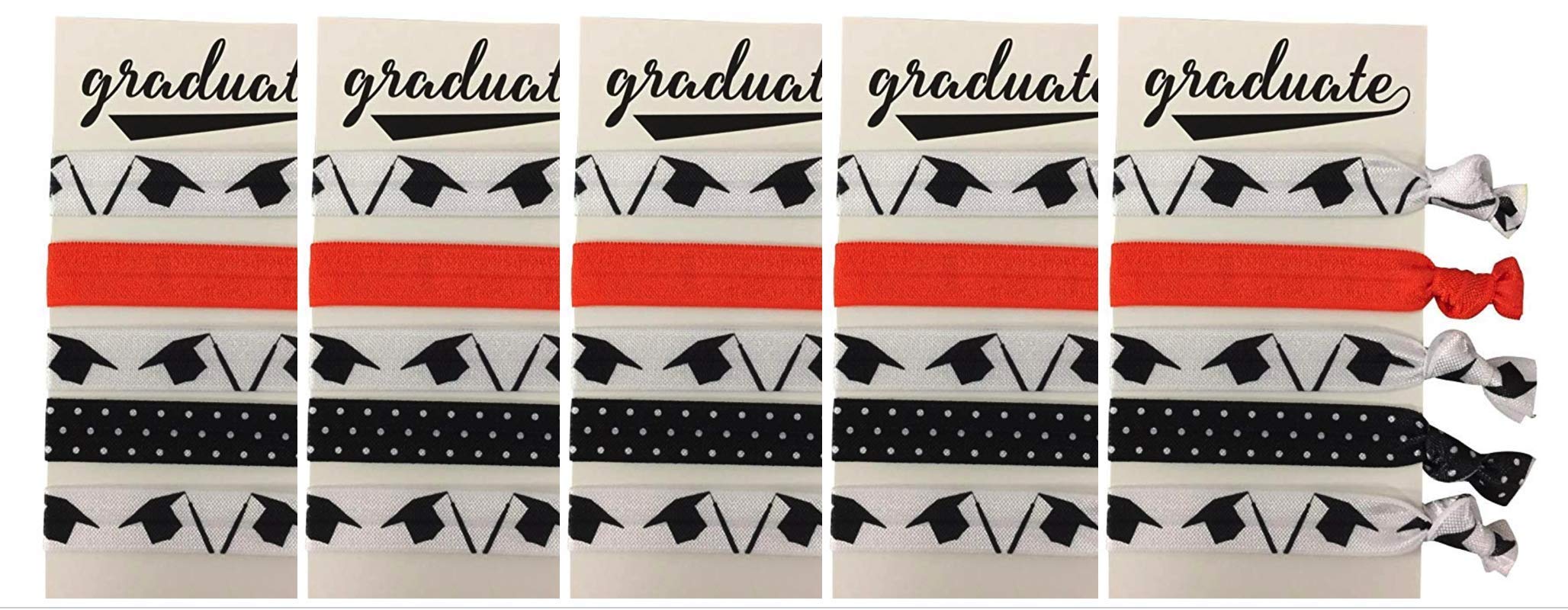 Graduation Hair Ties & Cap Elastics Set - No Crease Orange Graduation Accessories for Girls - Perfect Graduation Gift for High School & College Graduates - Great for Graduation Ceremonies, Parties & Photo Shoots