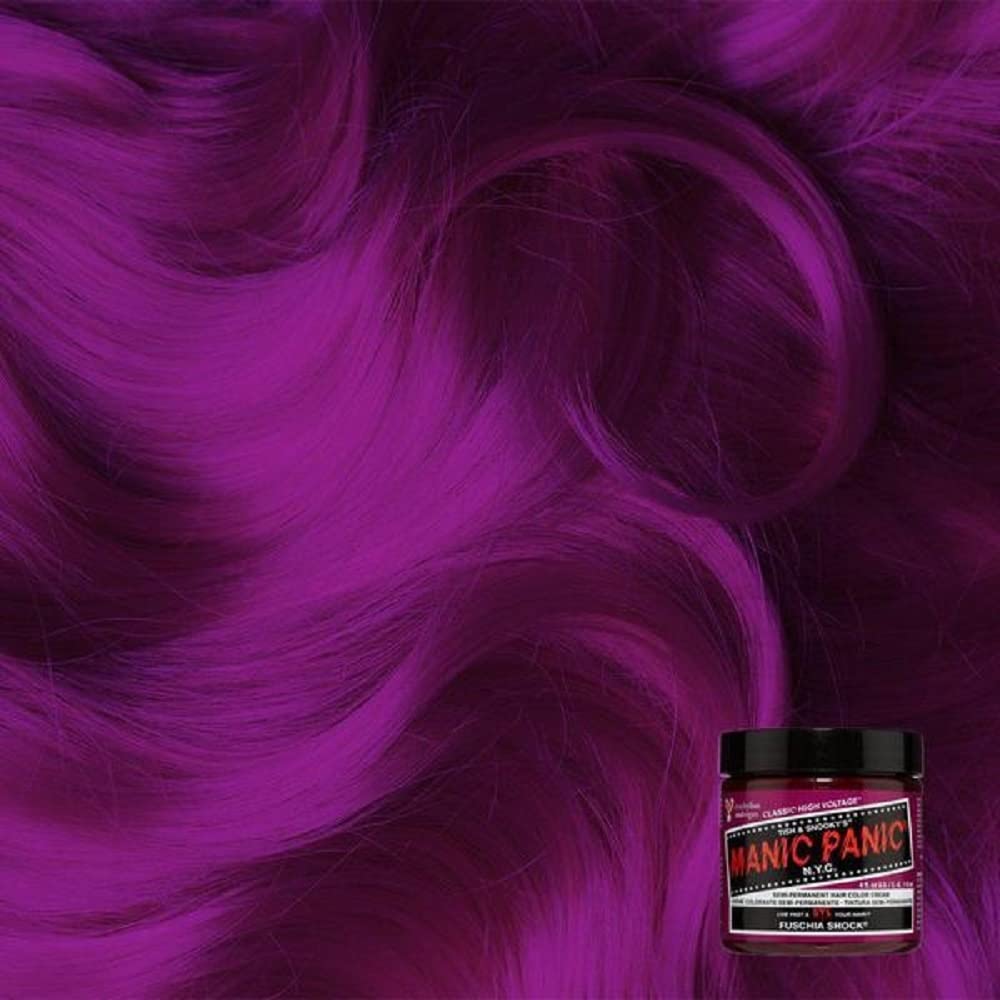 MANIC PANIC Fuschia Shock Dark Pink Semi-Permanent Hair Dye Kit with 40 Volume Bleach Developer, Clarifying Shampoo & Color-Safe Conditioner Set - Vibrant Fashion Hair Color for Parties, Cosplay & Creative Styling