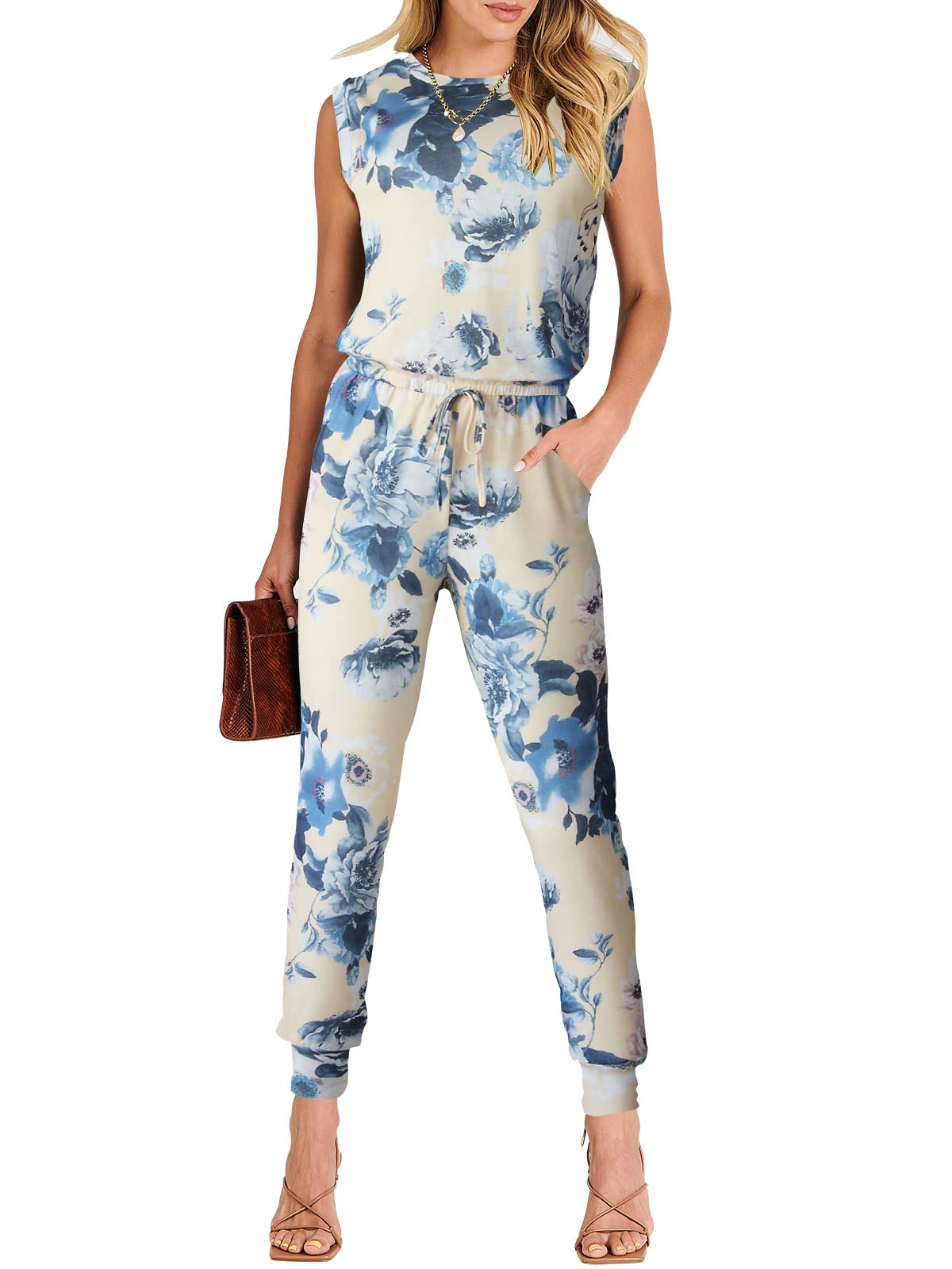 ANRABESS Women's Summer Sleeveless Jumpsuit - Casual Loose Stretchy Romper Dress, Trendy Crewneck Outfit 2025 | Perfect for Beach Vacation, Party Wear & Everyday Fashion