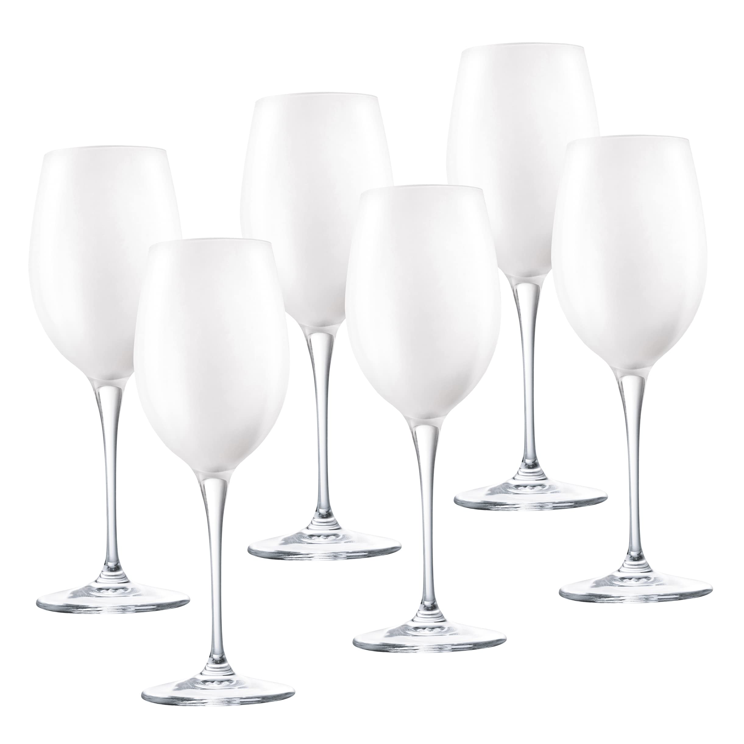 Premium Barski Crystal Goblet Set - 6 Elegant 14oz White Wine Glasses, Water Glasses & Stemware in Opal White - Handcrafted in Europe - Perfect for Fine Dining, Wedding Gifts & Home Entertaining