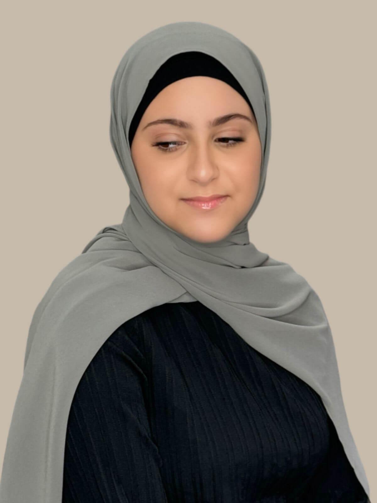 Modish Girl Luxury Chiffon Hijab Scarf - Frost Grey | Elegant Muslim Headscarf for Women | Perfect for Daily Wear, Prayer & Special Occasions