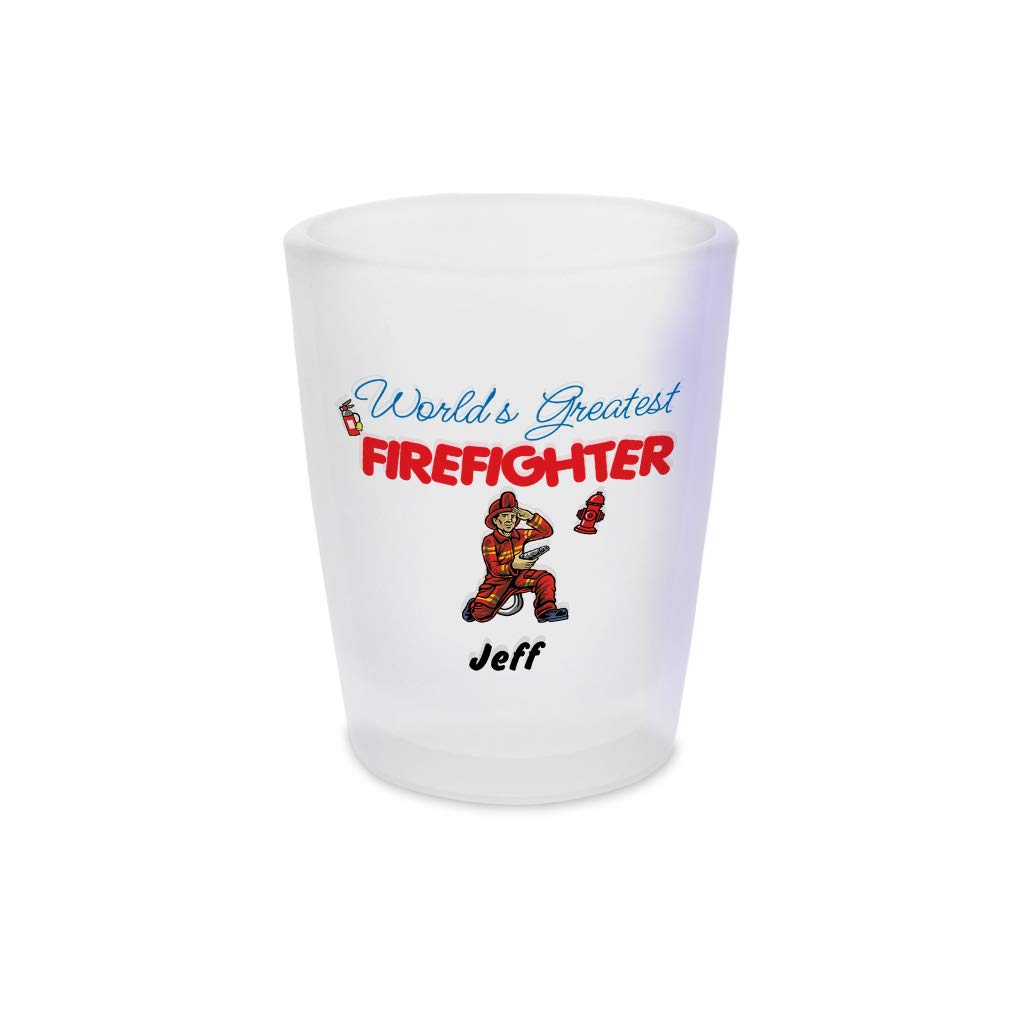 Custom Engraved 'World's Greatest Firefighter' Ceramic Shot Glass - Perfect for Gifts, Parties & Firefighter Appreciation Events