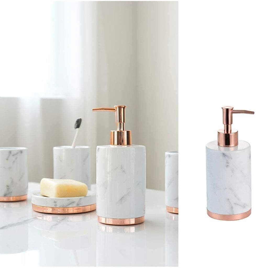 5-Piece Marble Look Bathroom Accessories Set - Resin Countertop Decor for Bathroom, Restroom & Apartment | Includes Soap Dispenser, Toothbrush Holder & More | Perfect for Modern Home & Hotel Decor