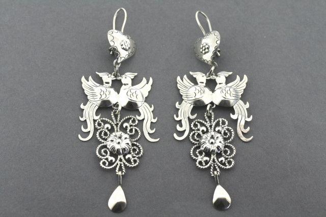 Frida Earrings - Sterling Silver Dangle Hoop Earrings for Women | Boho Chic Jewelry for Everyday Wear & Special Occasions