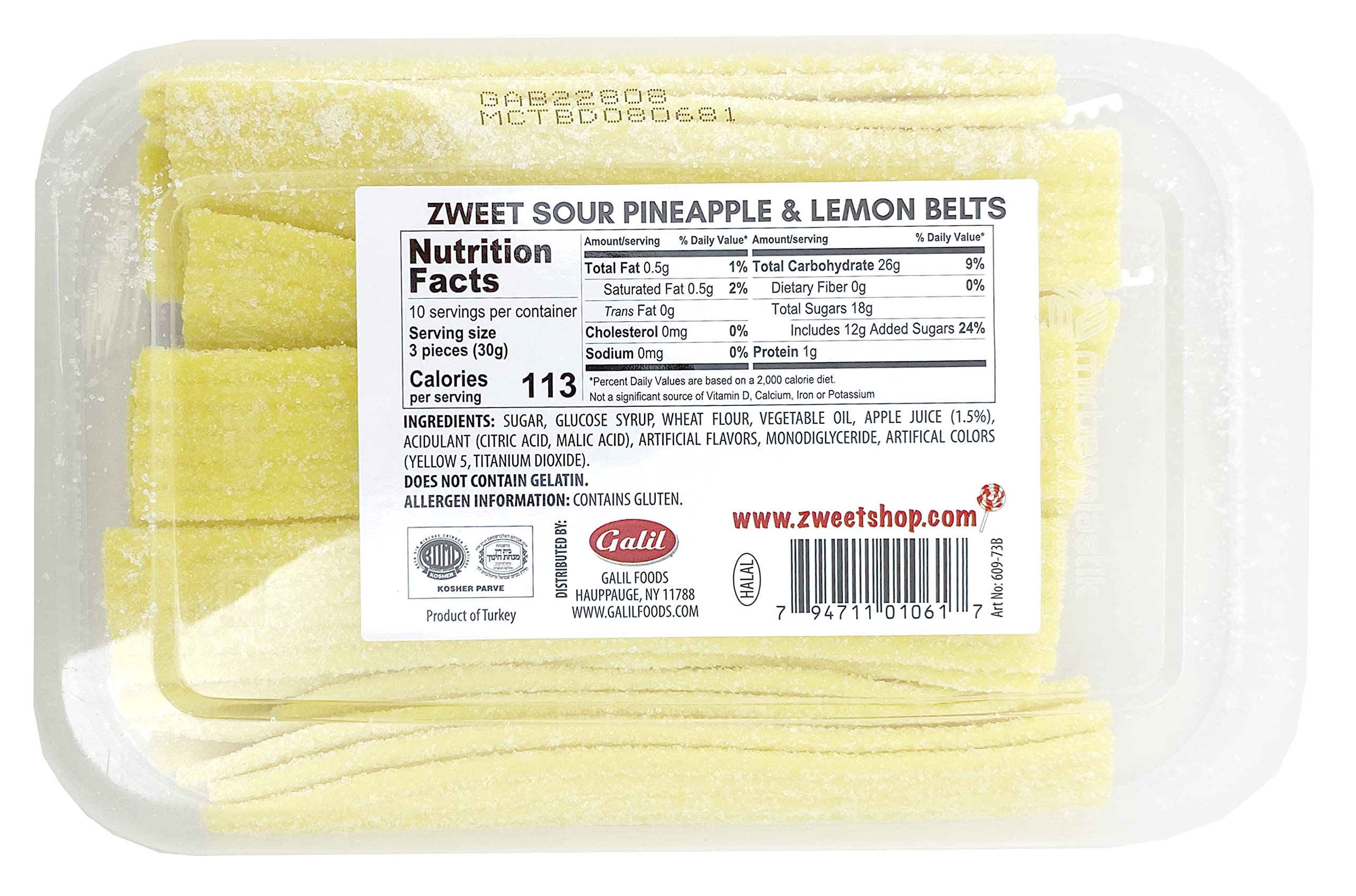 Sour Pineapple Candy Belts 10oz - Kosher & Halal Certified, Resealable Pack - Sweet & Tangy Licorice Snacks for Parties, Movie Nights & On-the-Go Treats