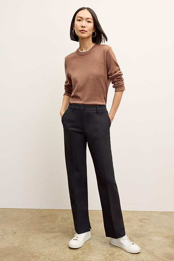 Sella Pant Luxe Wool Pants for Women - Black/Light Saddle Color - Premium Comfort & Style for Office, Travel & Casual Wear