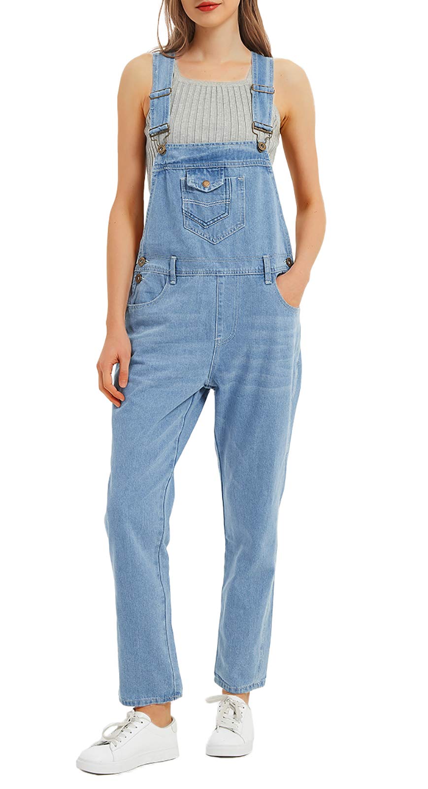 Anna-Kaci Women's Loose Fit Denim Overalls - Stylish Bib Overalls Jumpsuit for Women | Casual Outfit, Streetwear Fashion, Spring/Summer Wardrobe Essential