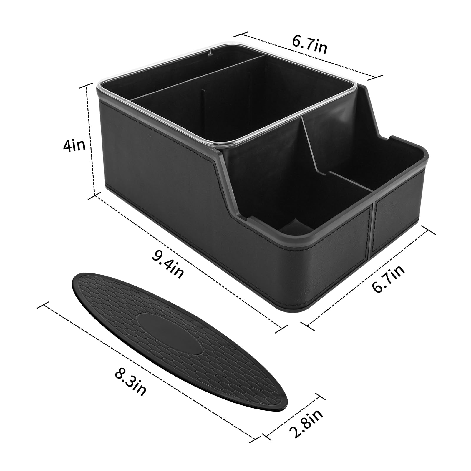 Car Seat Gap Organizer - Black Back Seat Storage Box with 3 Compartments & Non-Slip Cup Holder Tray | Perfect for Road Trips, Family Travel & Daily Commute
