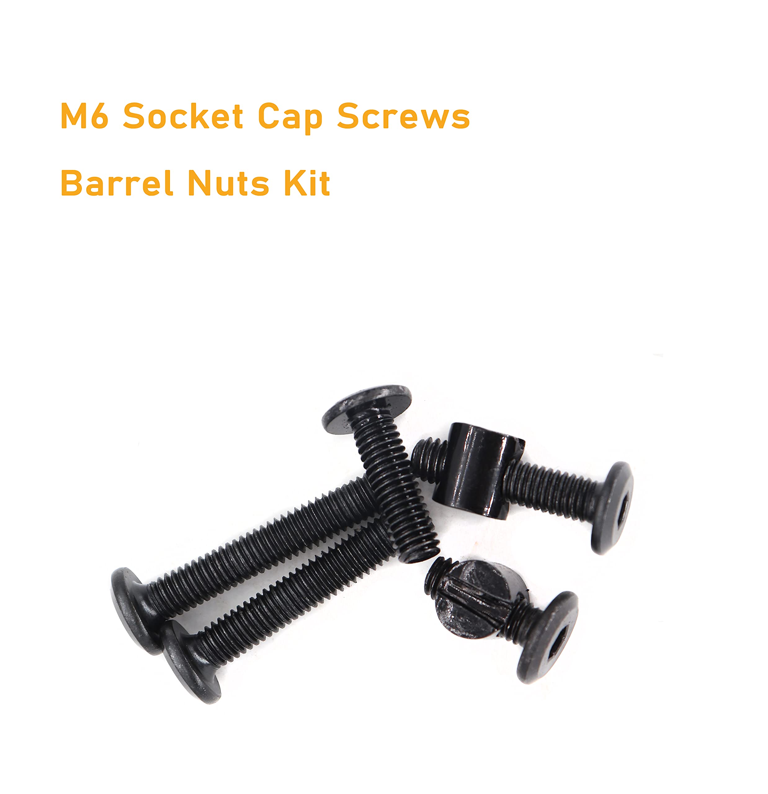 Hex Socket Cap Bolts Kit - 50pcs M6 Black Barrel Nuts for Baby Cribs & Furniture - 15-35mm Sizes - Easy Assembly & Repair