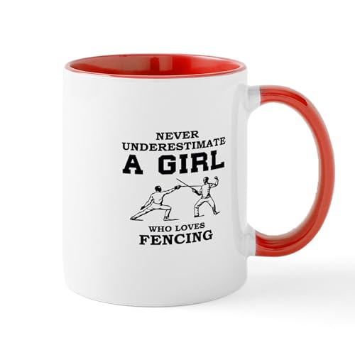 White/Red Inside - Never Underestimate A Girl Who Loves Fencing Mugs