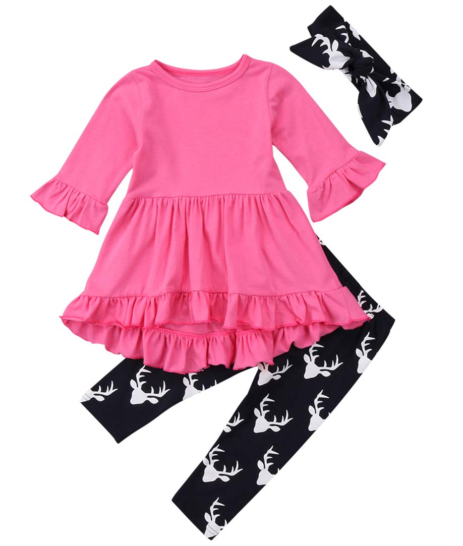 Baby Girls Leopard Print Outfit Set - Long Sleeve Tunic Top & Leggings | Valentine's Day Clothes | Perfect for Holidays, Photos & Special Occasions
